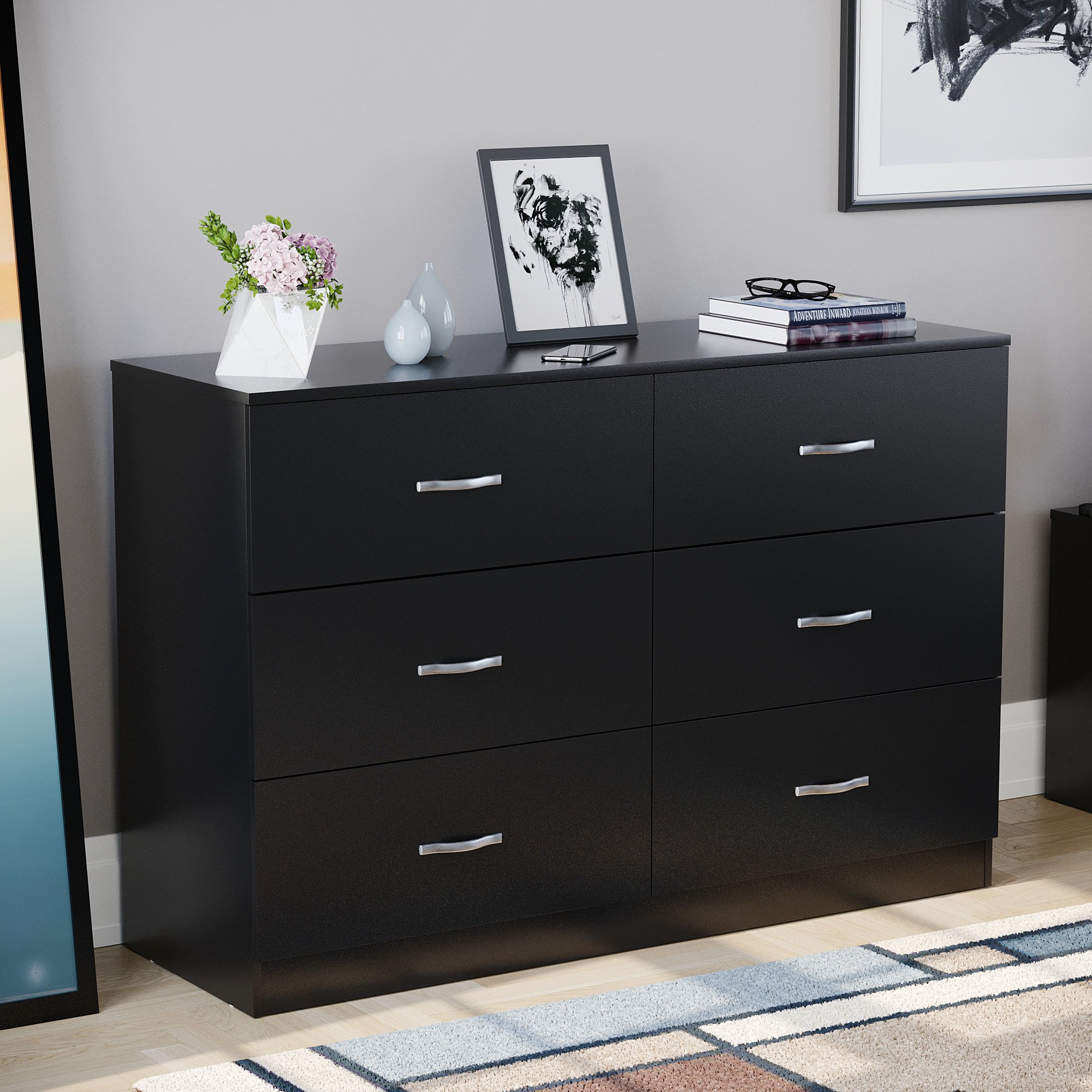 Vida Designs Riano 6 Drawer Chest - Black