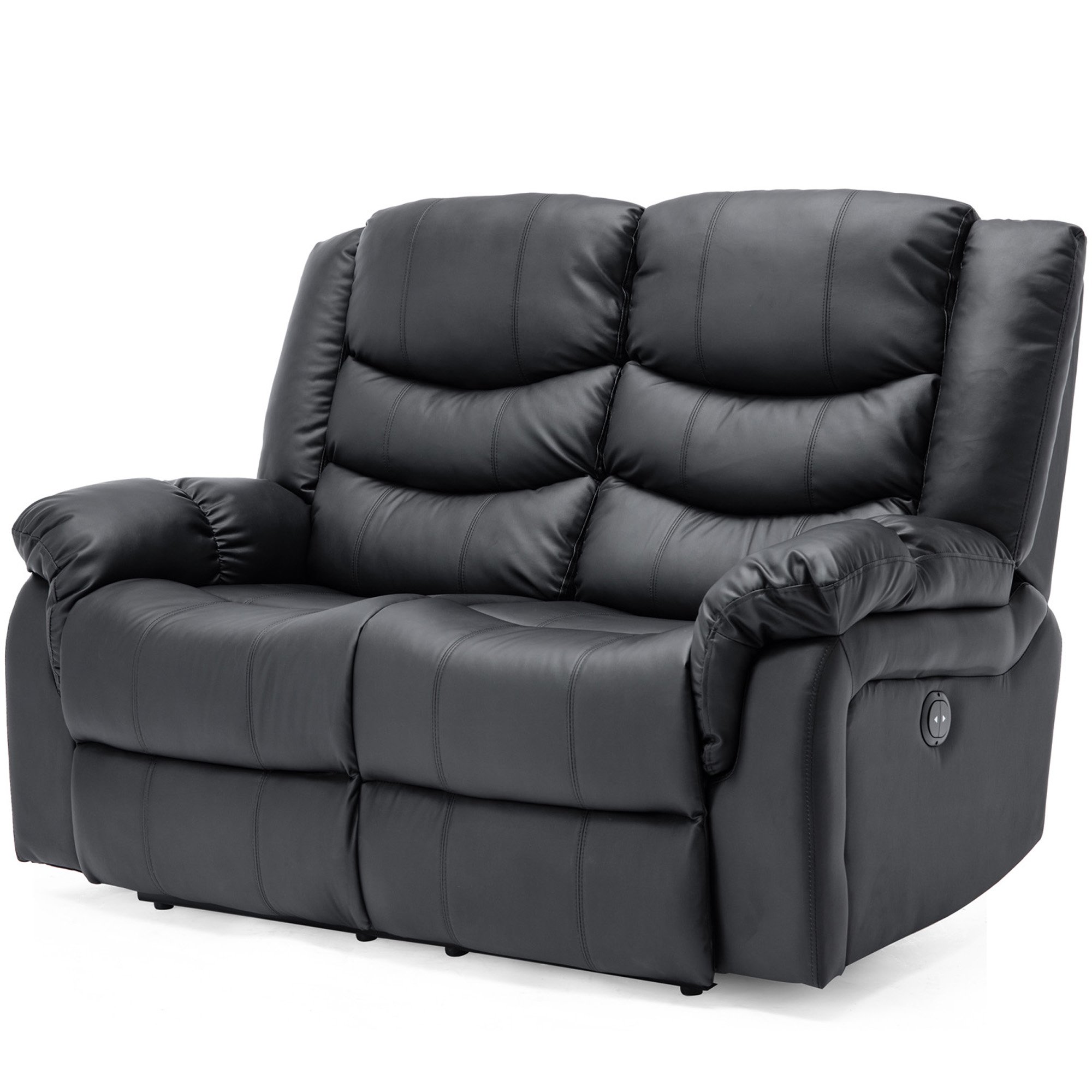 Furniture Online Seattle Electric Recliner 2 Seater Leather Sofa – Black