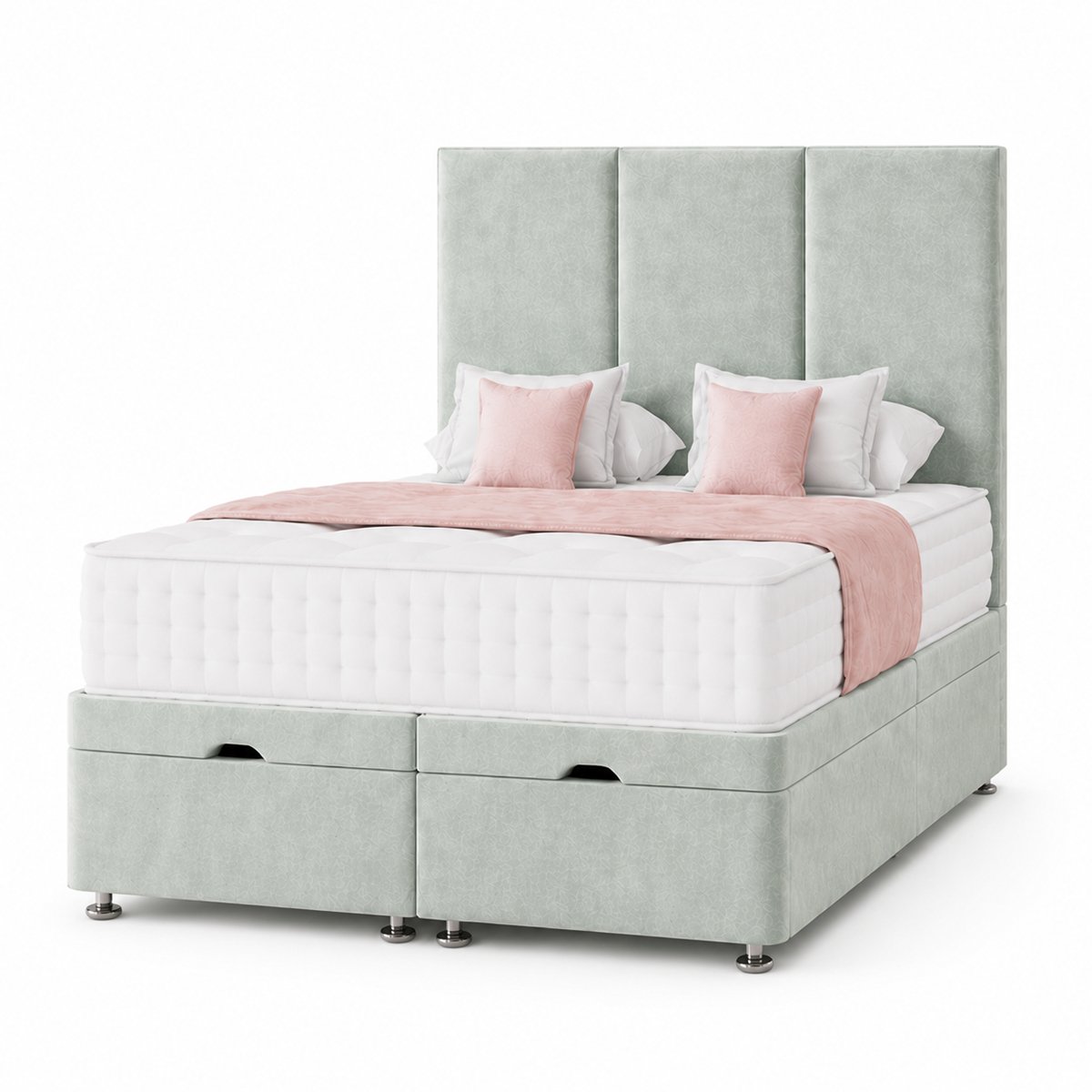 Comfy Deluxe Super King End‑lift Ottoman Plush Storage Bed Set - Duck Egg