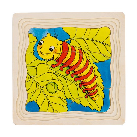 Goki Caterpillar To Butterfly Wooden Layered Jigsaw Puzzle - 44 Piece