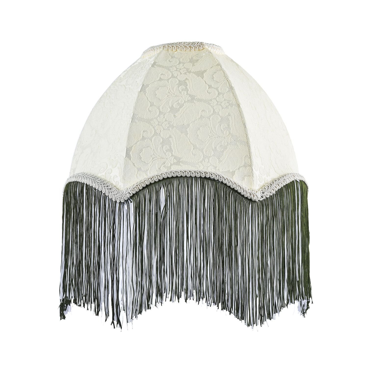 Happy Homewares Cream Floral Victorian Velvet with Dark Green Lampshade - 30cm