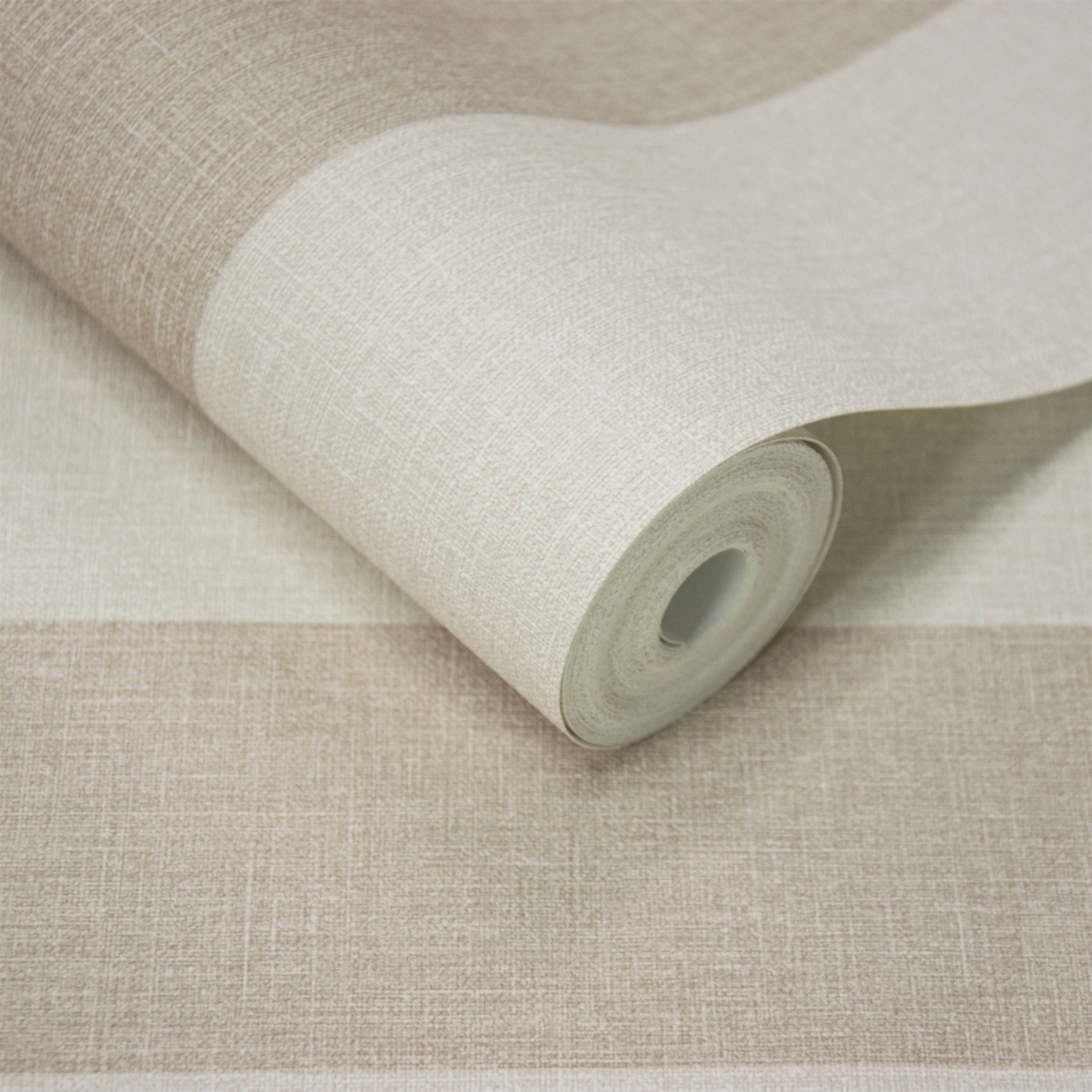Grandeco Pure Protect Stratus Stripe Textured Antibacterial Wallpaper - Ecru