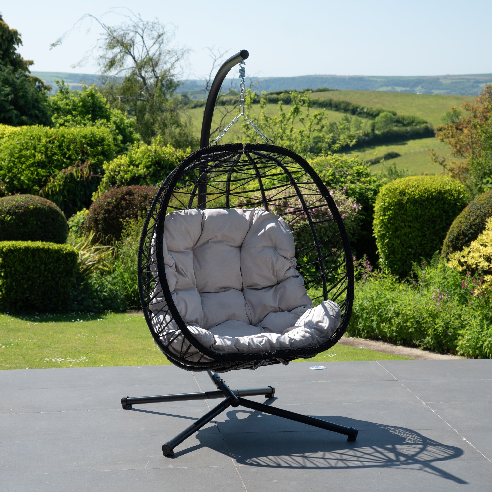 Artemis Home Hebden Garden Hanging Egg Chair - Light Grey