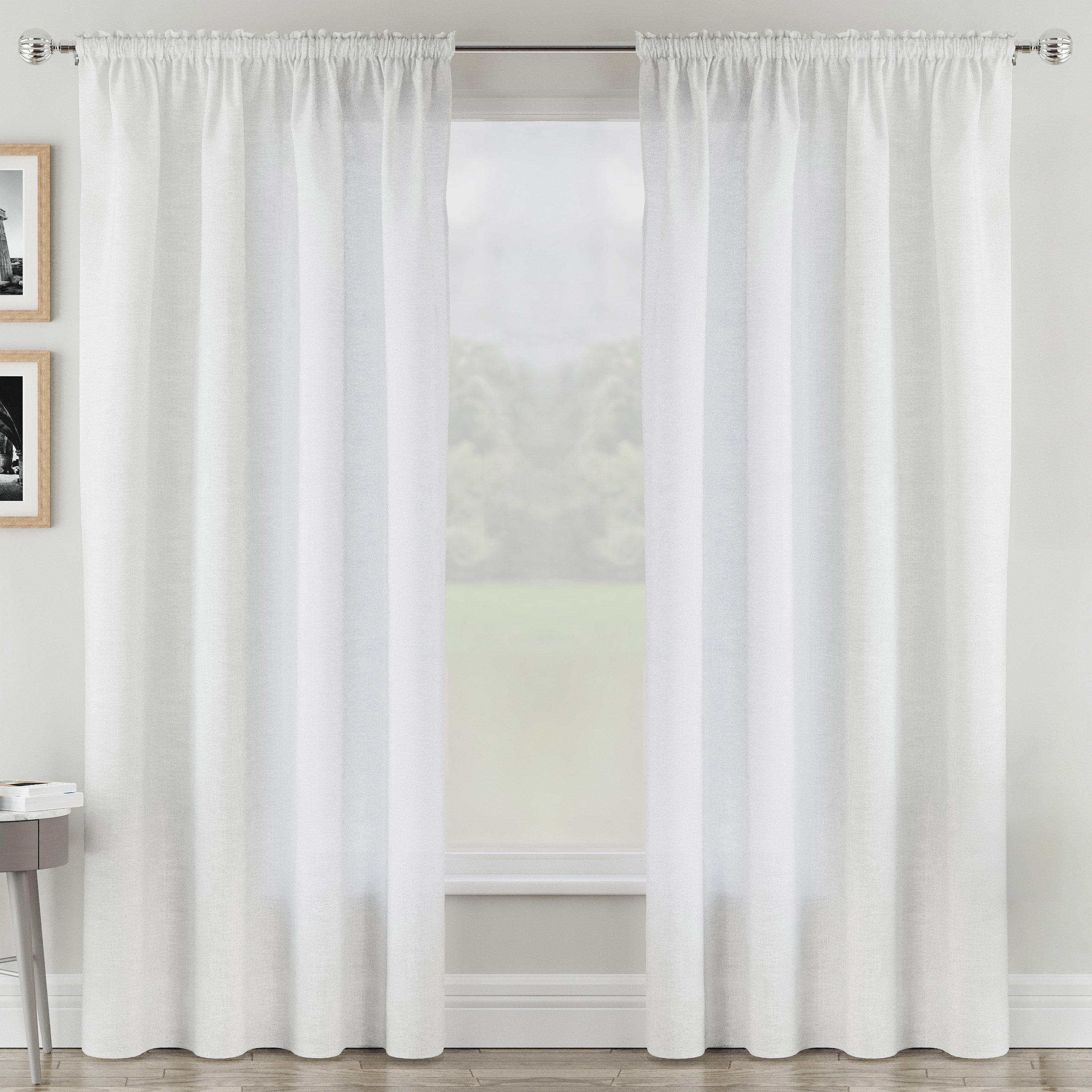 Tyrone Textiles Sorrento Rod Pocket Sheer Voile Panel Set - 140 x 137cm - White