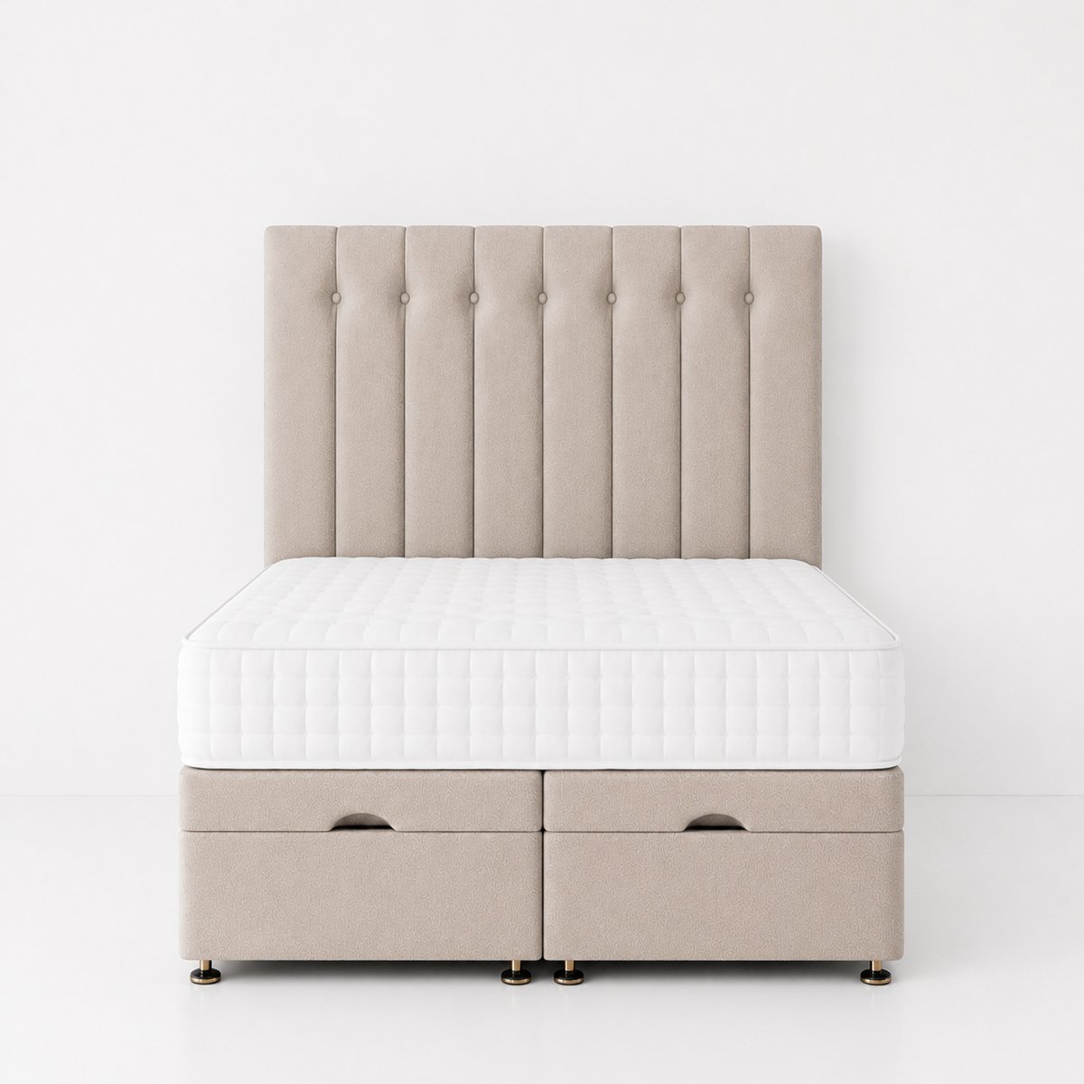 Comfy Deluxe Leo 6ft Superking Plush Velvet End Lift Ottoman Bed Set - Coffee