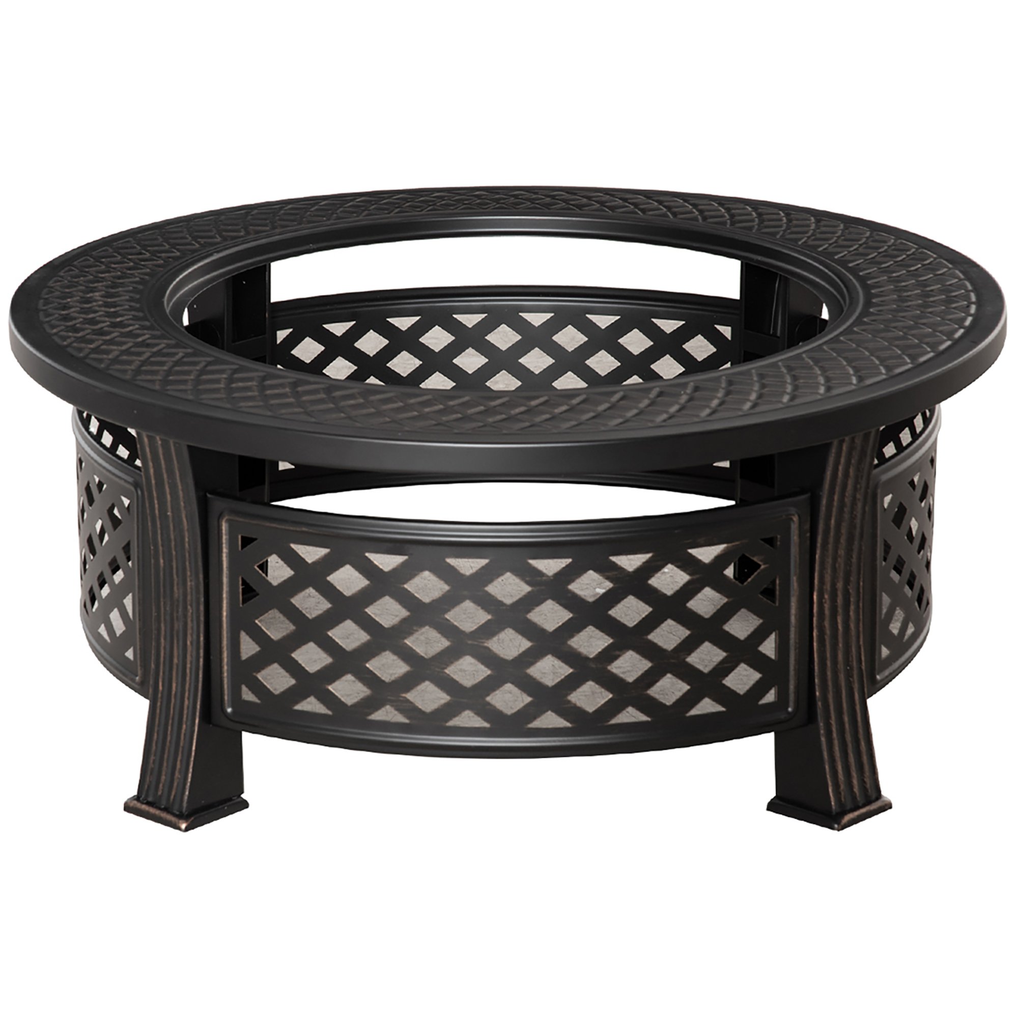 Outsunny  Round Steel Grill Fire Pit – Bronze
