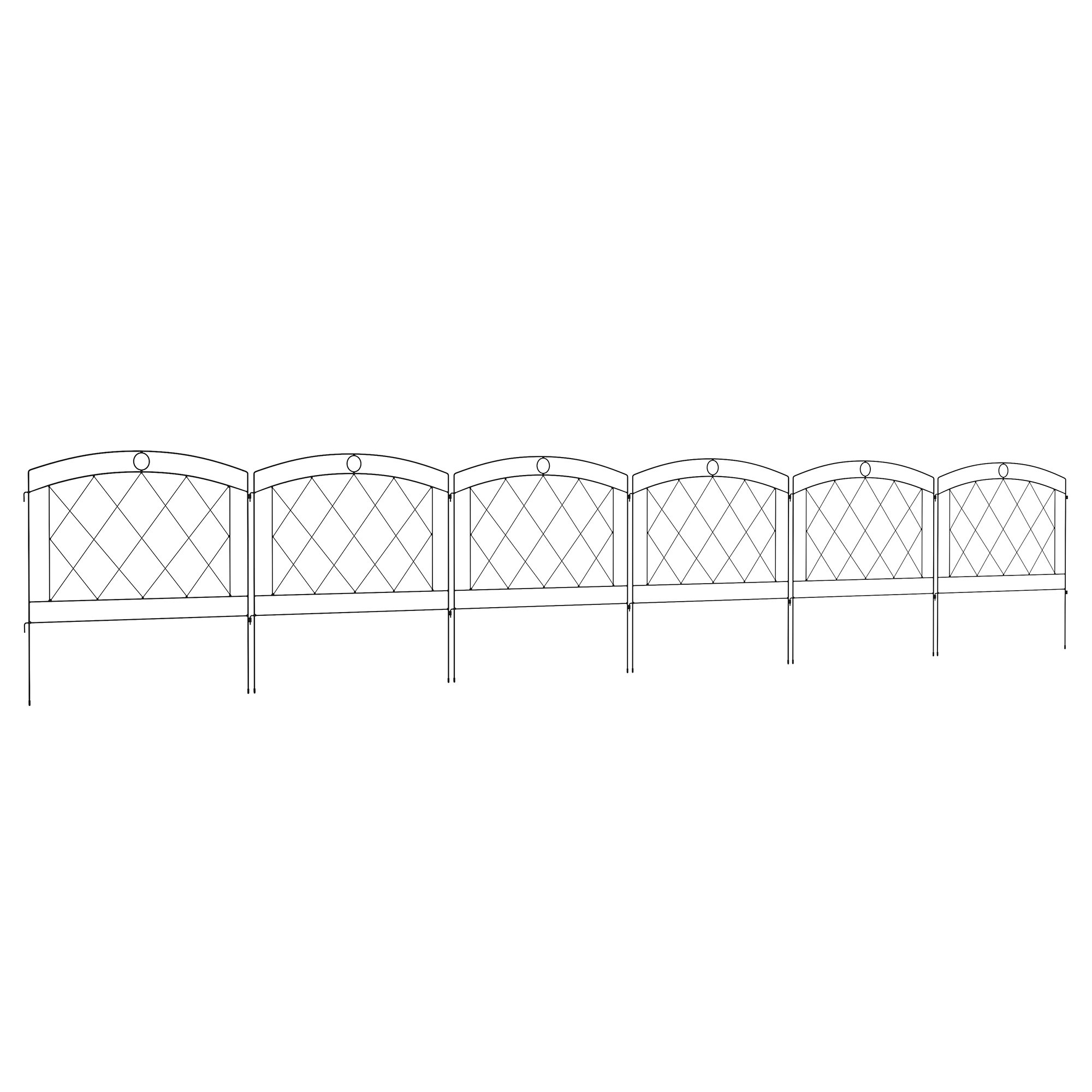 Outsunny 6PCS Metal Decoration Garden Fence - Black