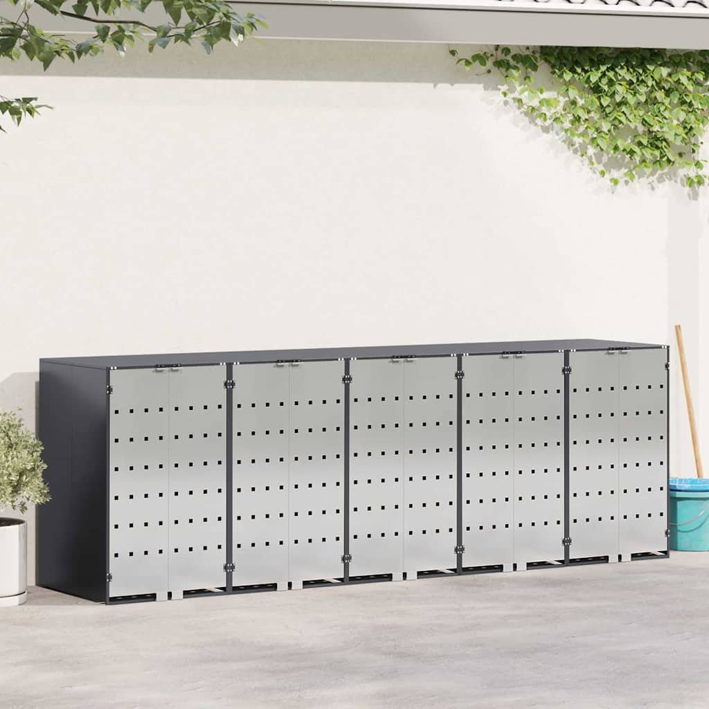 Walplus Steel Wheelie Bin Store - Anthracite - 340 x 77.5 x 115.5 cm