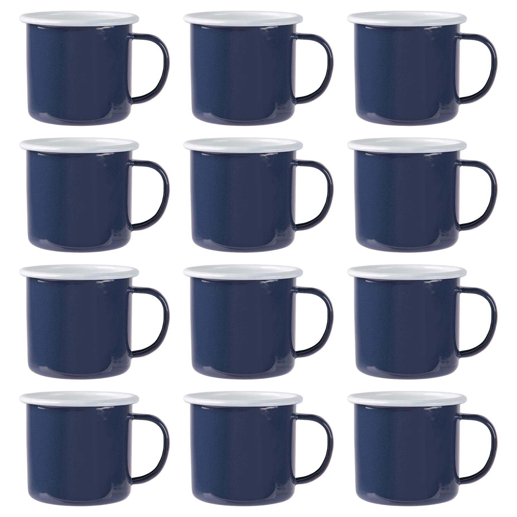 Argon Tableware Coloured 375ml Enamel Mugs Pack of 12 - Navy