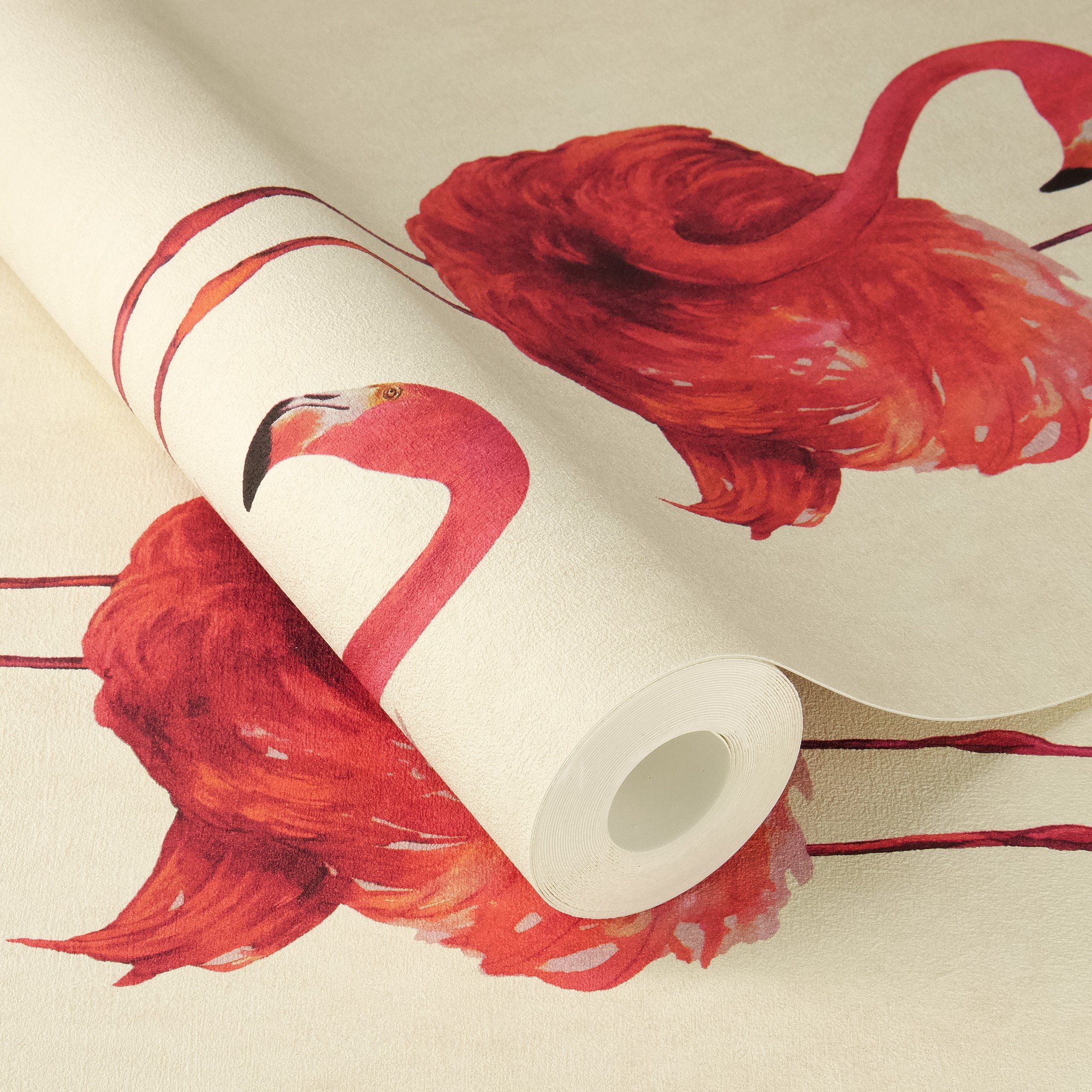 Rasch x Tesa Flamazing Flamingo Peel Stick Textured Wallpaper - Pink