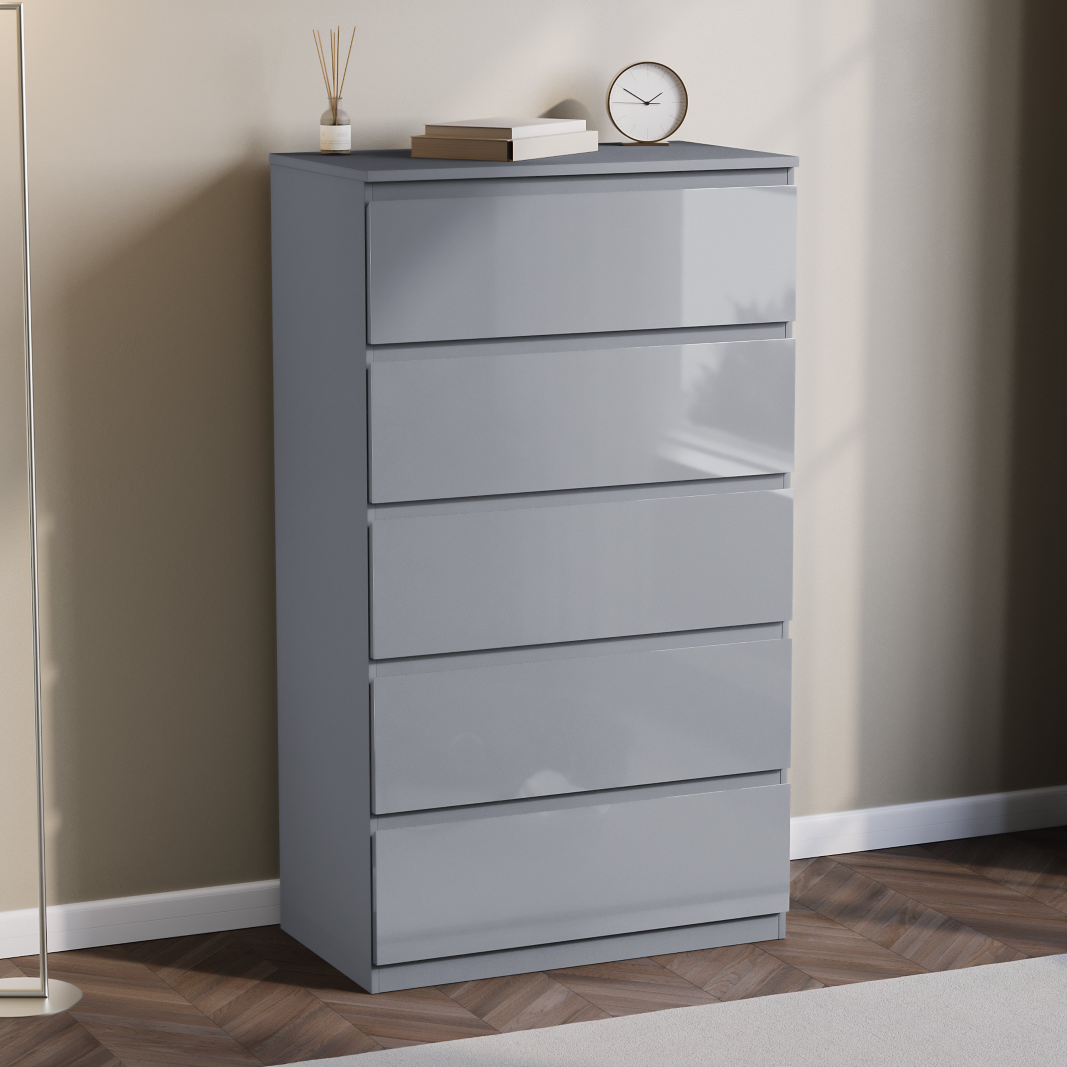 Vida Designs Glinton 5 Drawer Chest - Grey