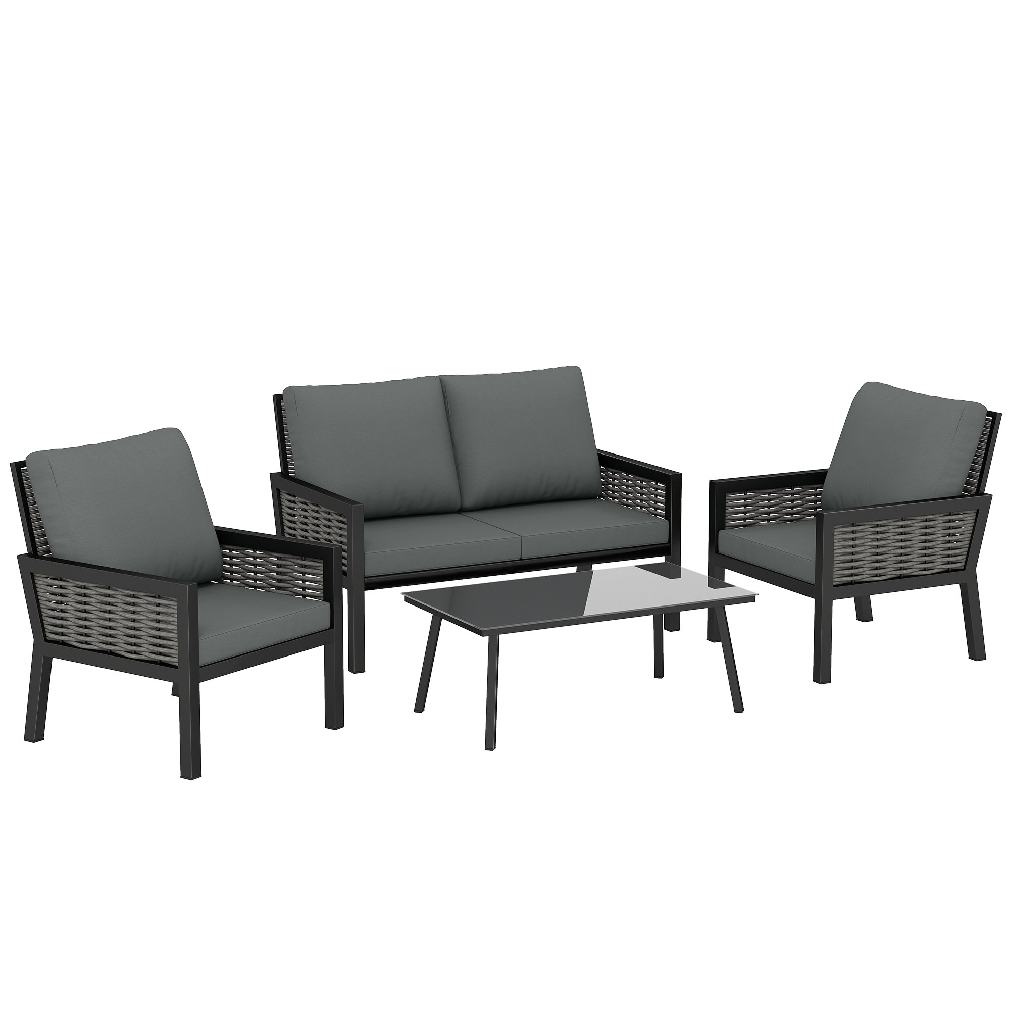 Outsunny Rattan Garden Furniture Set - Dark Grey