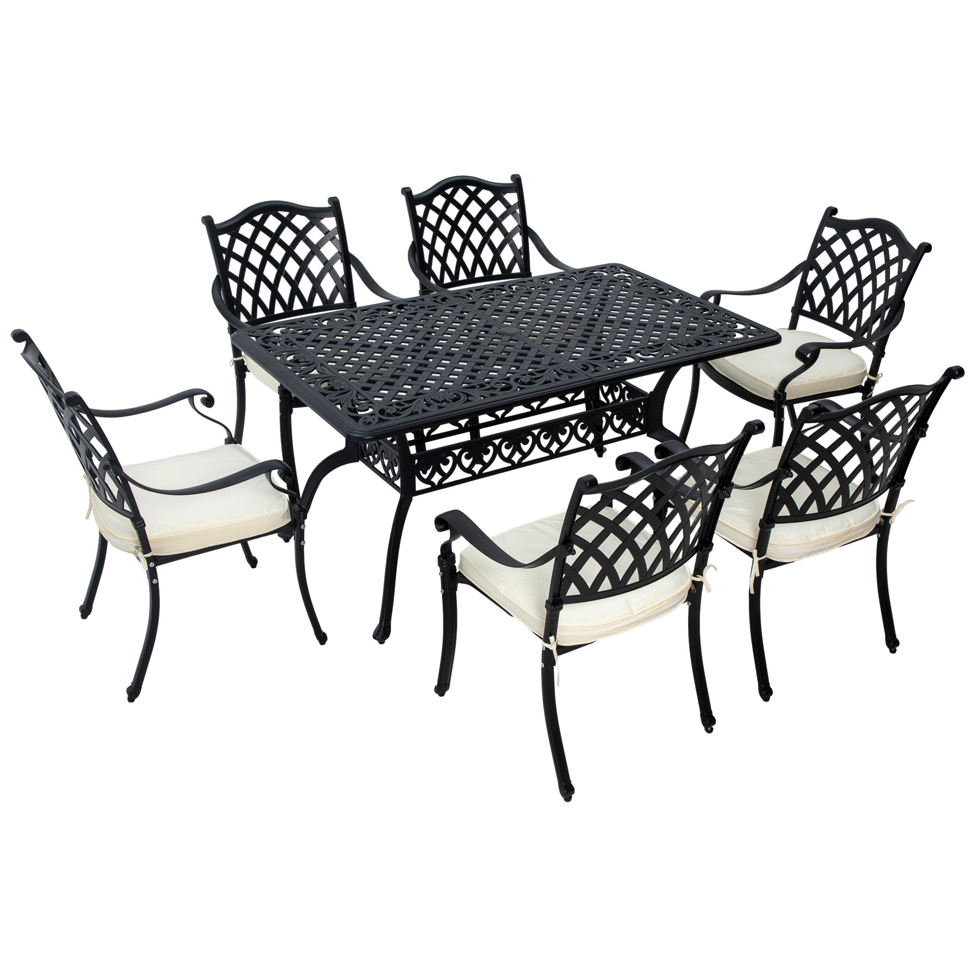 Outsunny Cast Aluminium Garden Dining Set - Black
