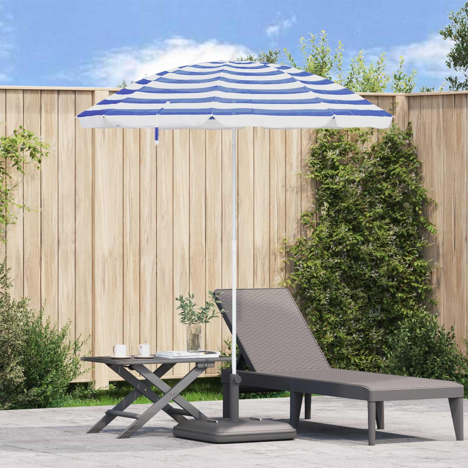 Walplus Polyester Garden Parasol - Blue and White - 206 x 206 x 212 cm