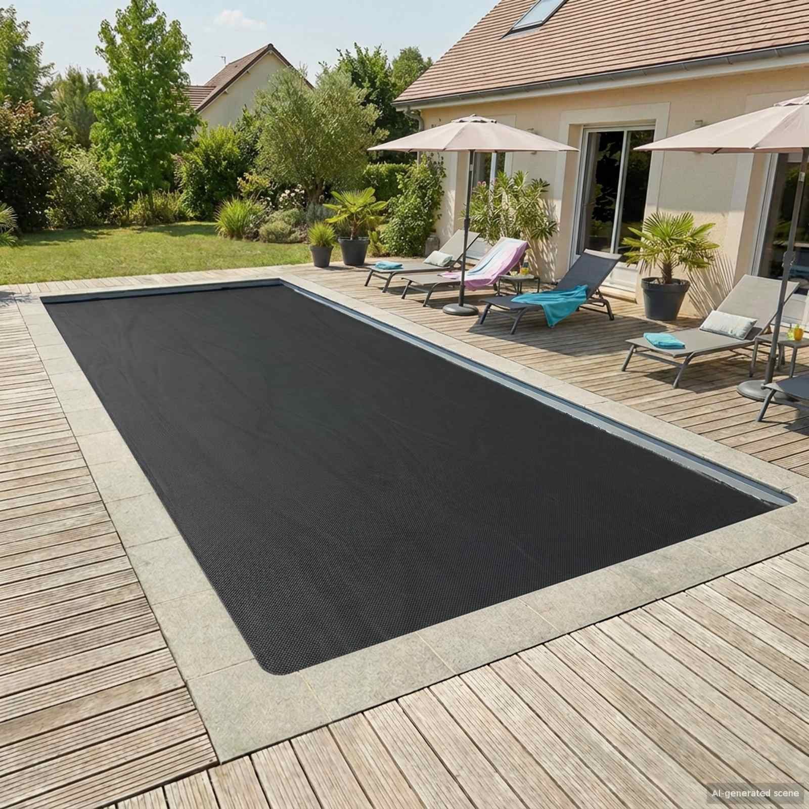 Walplus Square Polyethylene Solar Pool Cover - Black - 800 x 400 cm