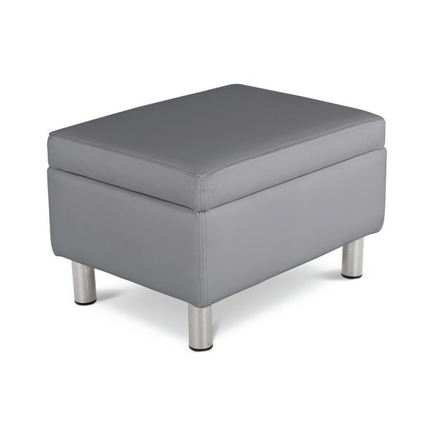 Dark grey leather deals pouffe