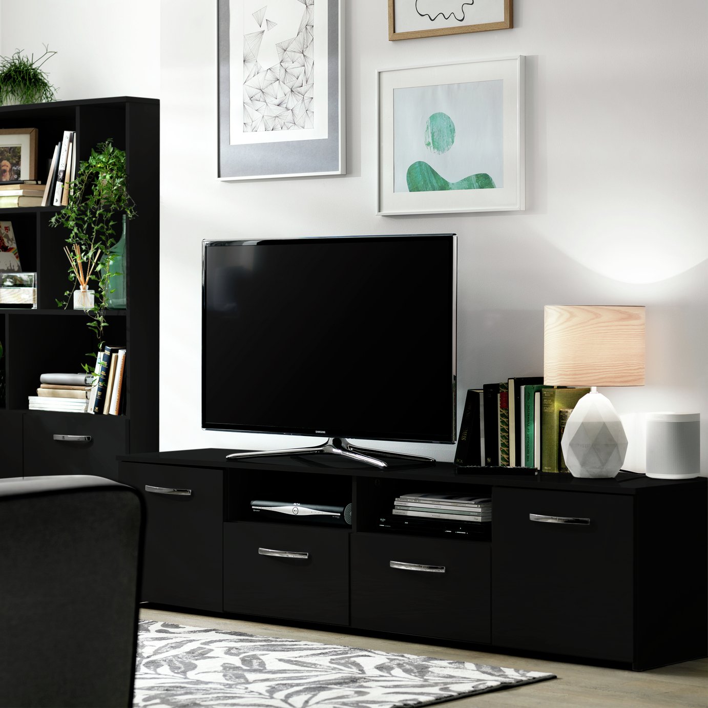 Argos Home Hayward 2 Door TV Unit - Black Gloss