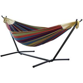 Vivere Double Cotton Hammock with Stand - Tropical
