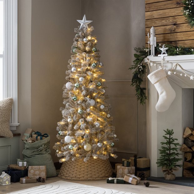 Buy Habitat 6ft Pre lit Snowy Christmas Tree Beige Christmas trees Argos