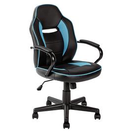 Argos Home Faux Leather Mid Back Gaming Chair - Blue & Black