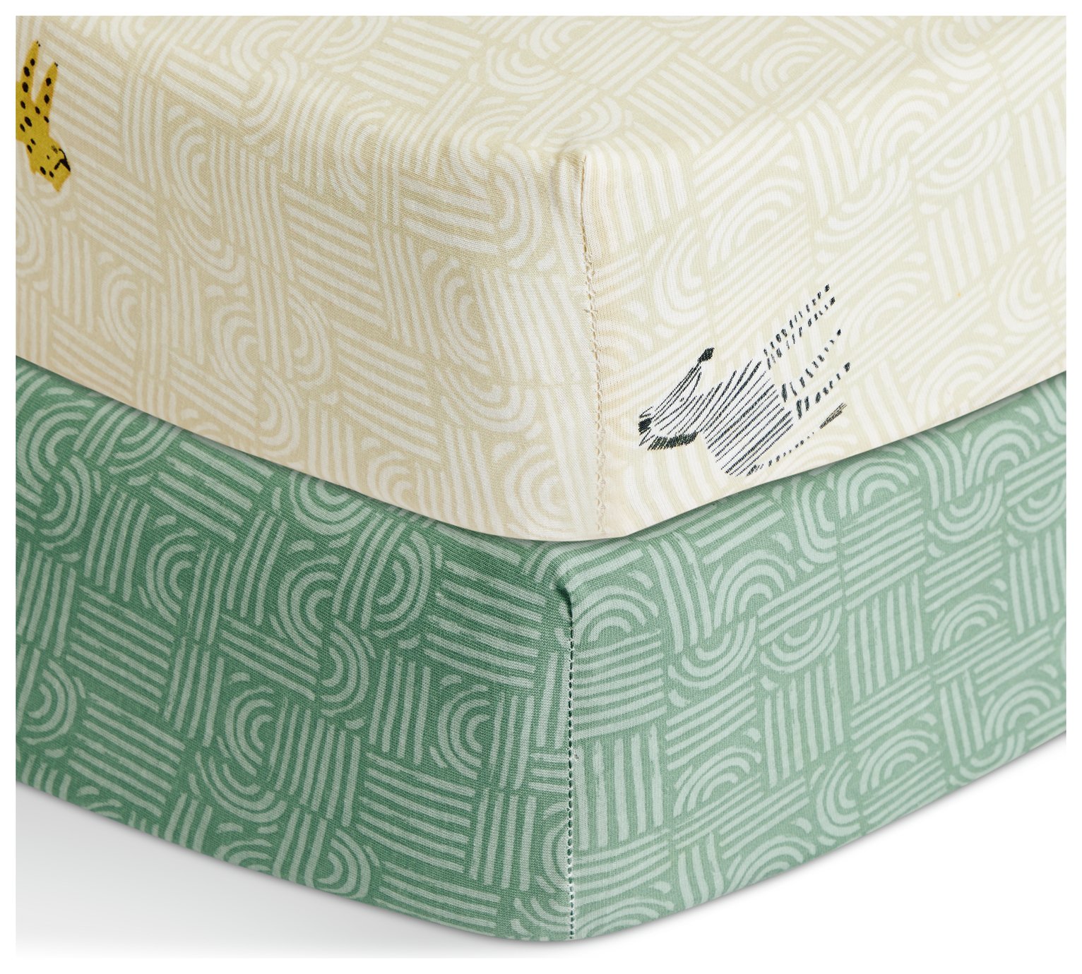 Habitat Cotton Jersey Safari Twin Pack Nursery Fitted Sheet