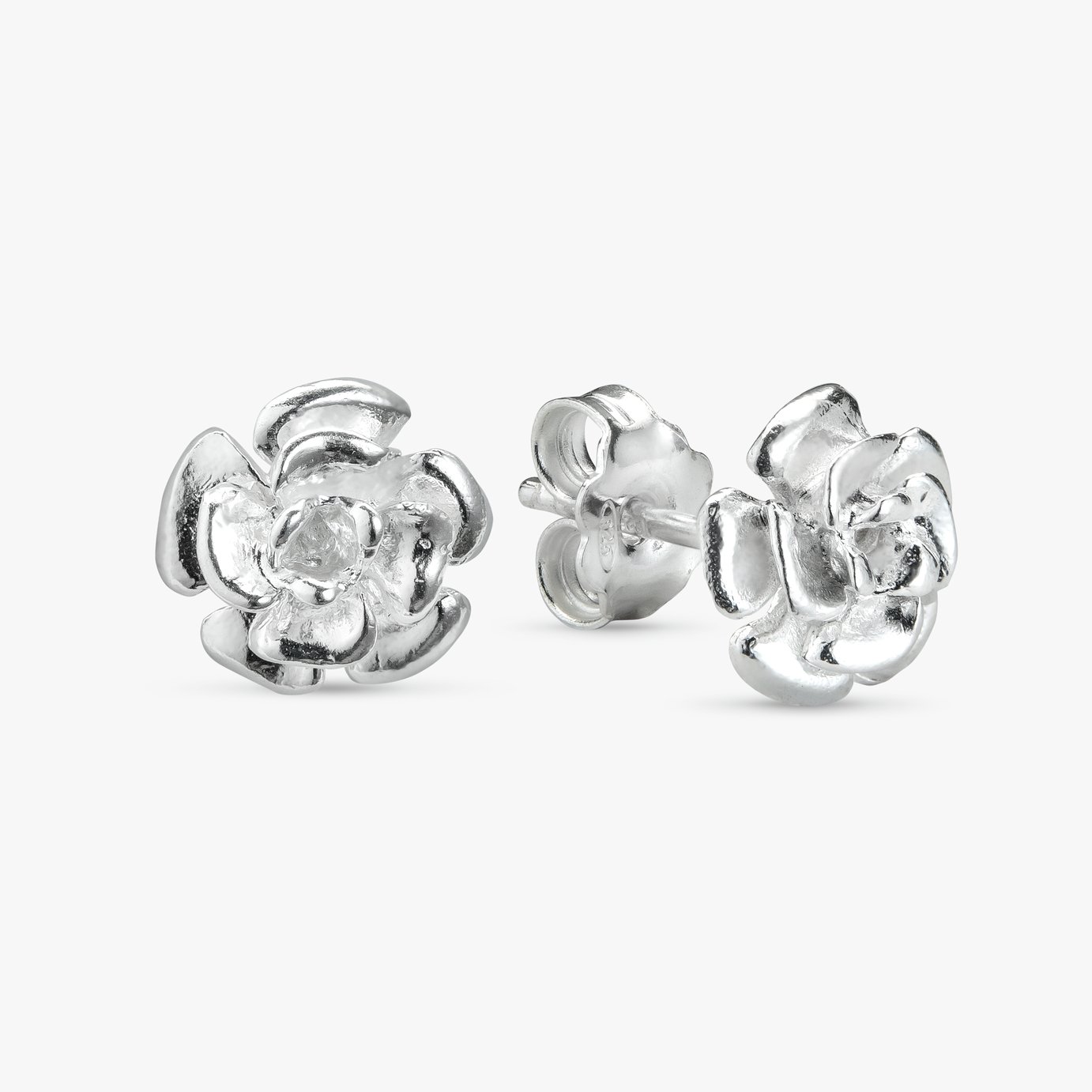 Revere Sterling Silver Rose-shaped Stud Earrings