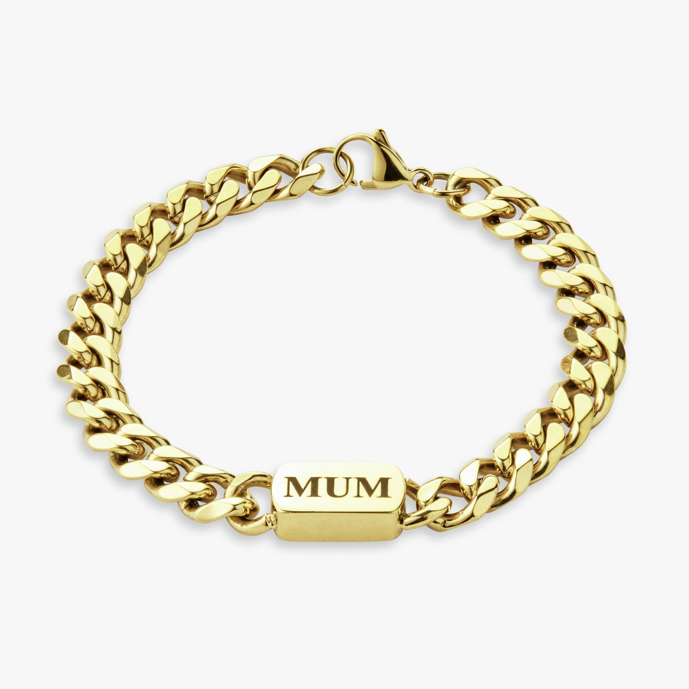 Revere Ladies Stainless Steel Curb Link Chain MUM Bracelet