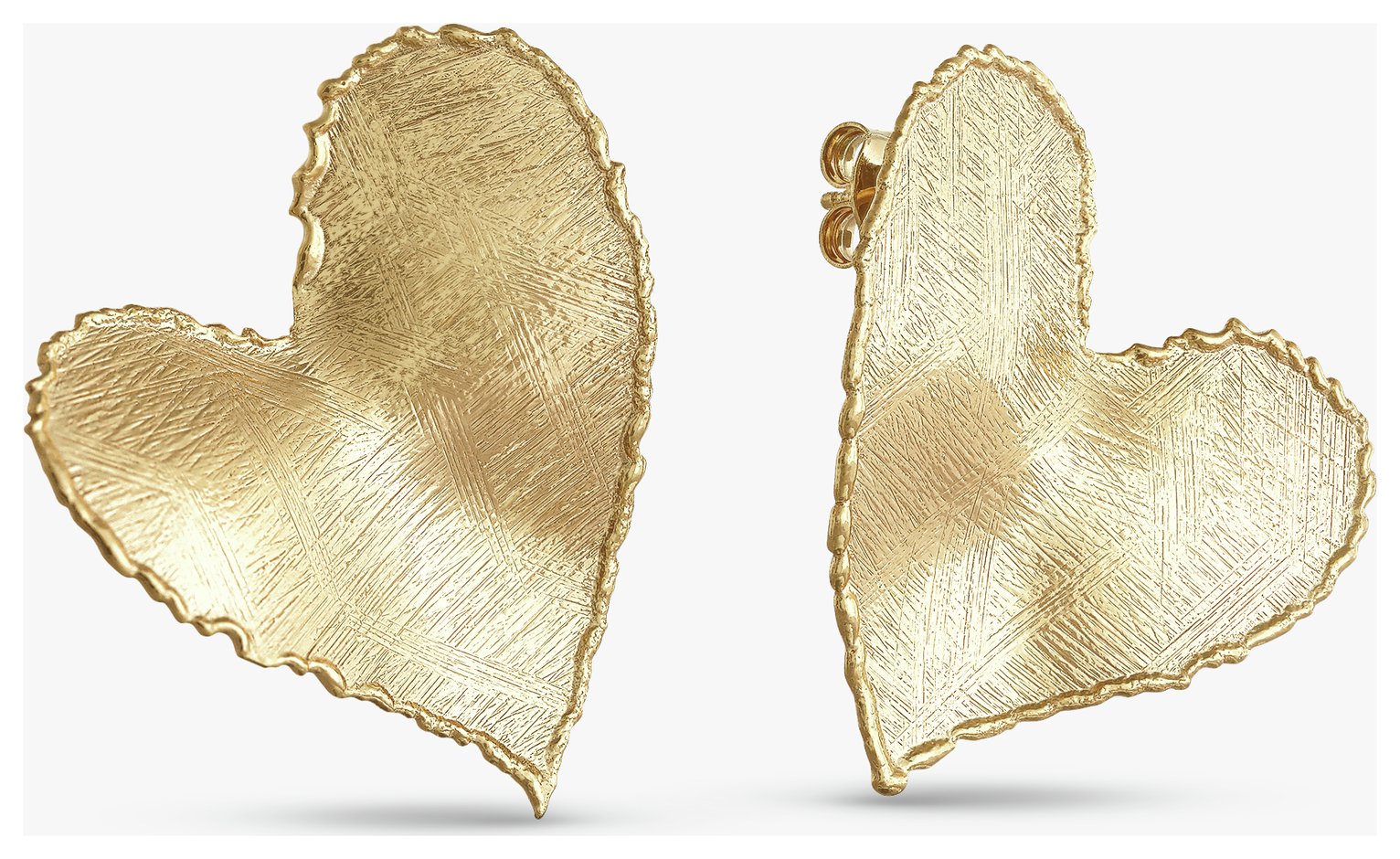 Revere 9ct Gold Plated Organic Shaped Heart Stud Earrings