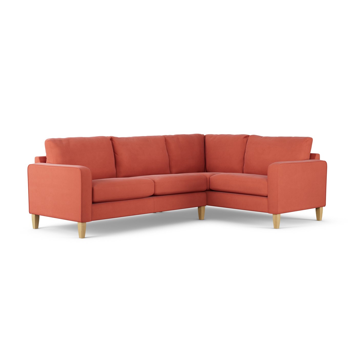 Habitat Flint Fabric Right Hand Corner Sofa - Papaya-Ash Leg