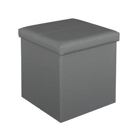 Argos Home Tilly Small Faux Leather Stitched Ottoman - Grey