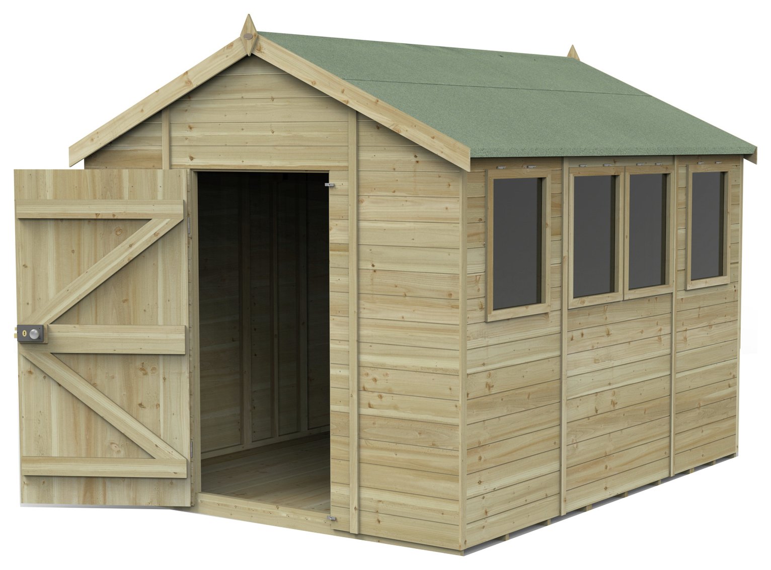 Forest Timberdale 4 Windows Apex Shed - 10 x 8ft