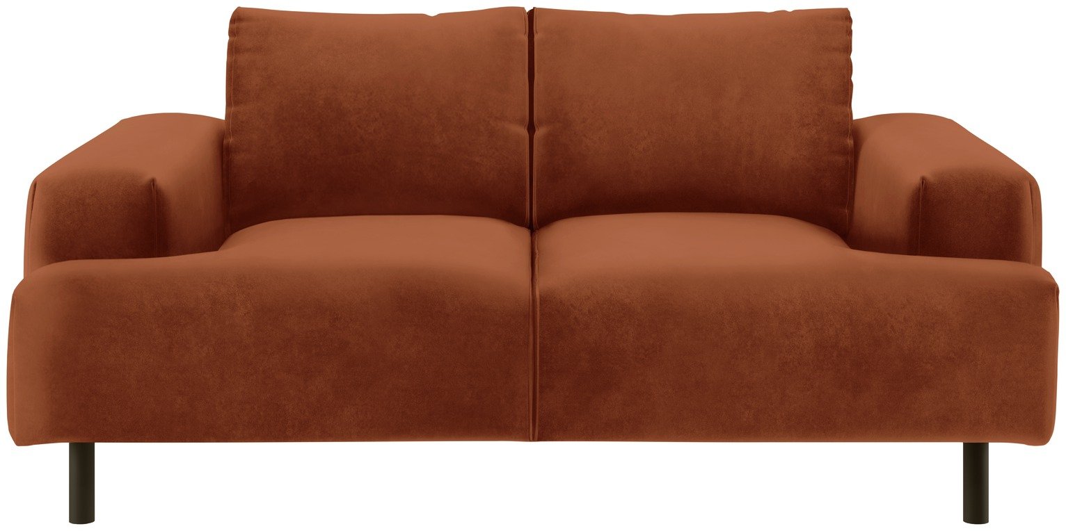 Habitat Julien Velvet 2 Seater Sofa - Orange