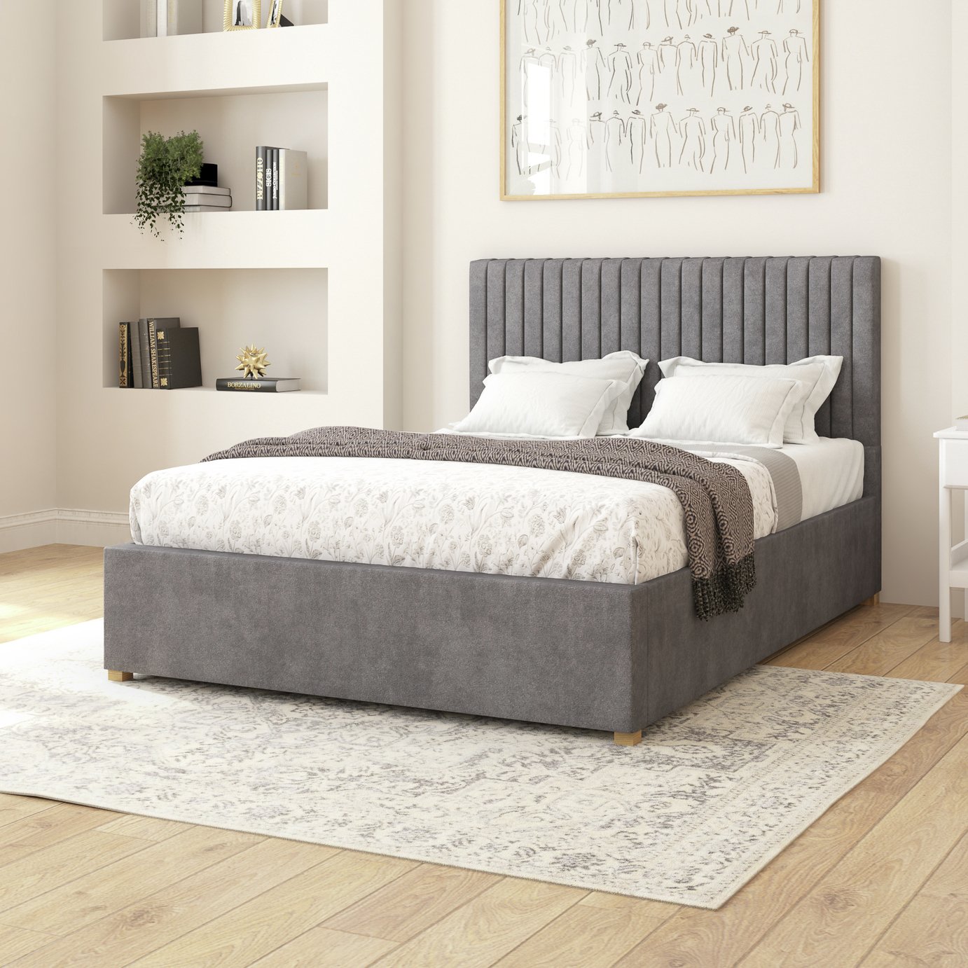 Aspire Grant Velvet Adjustable Bed Frame with Mattress