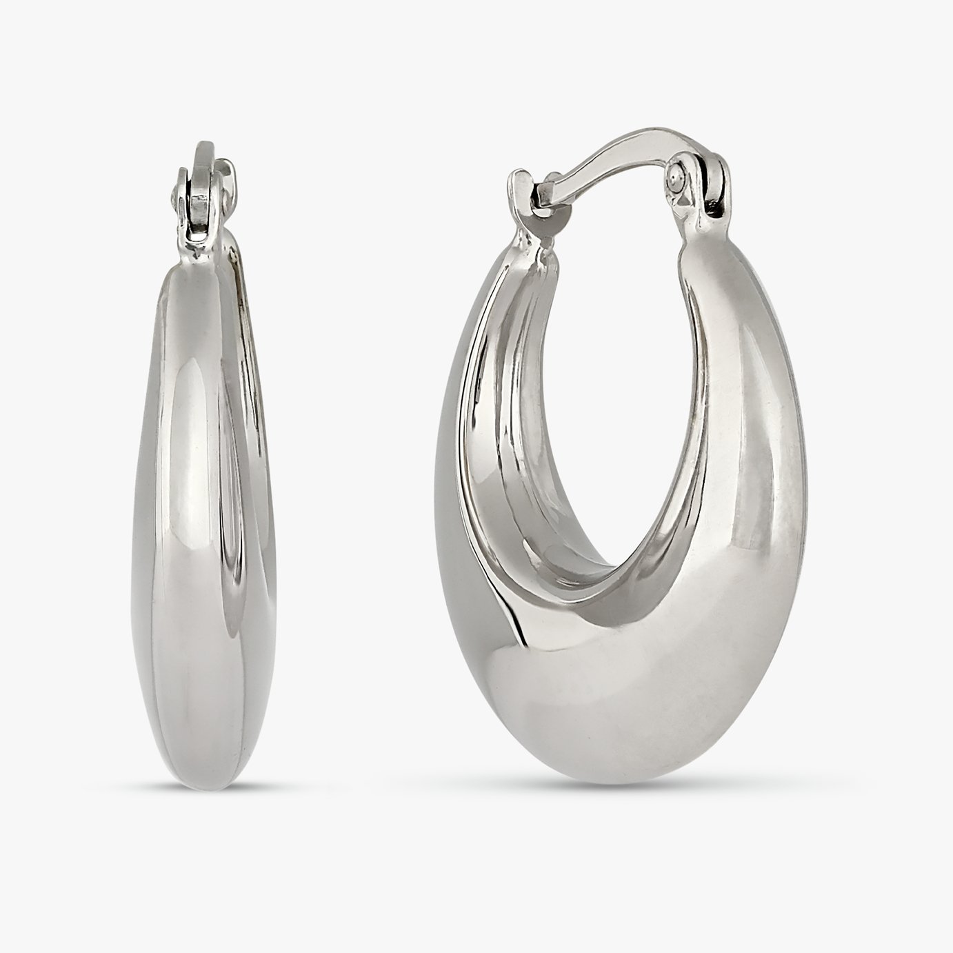 Revere 9ct White Gold Chunky Hoop Earrings