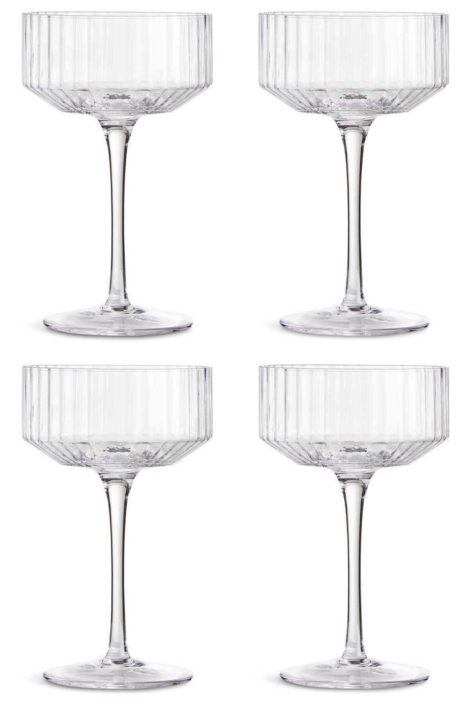 Habitat Wide Ribbed Set of 4 Champagne Coupe