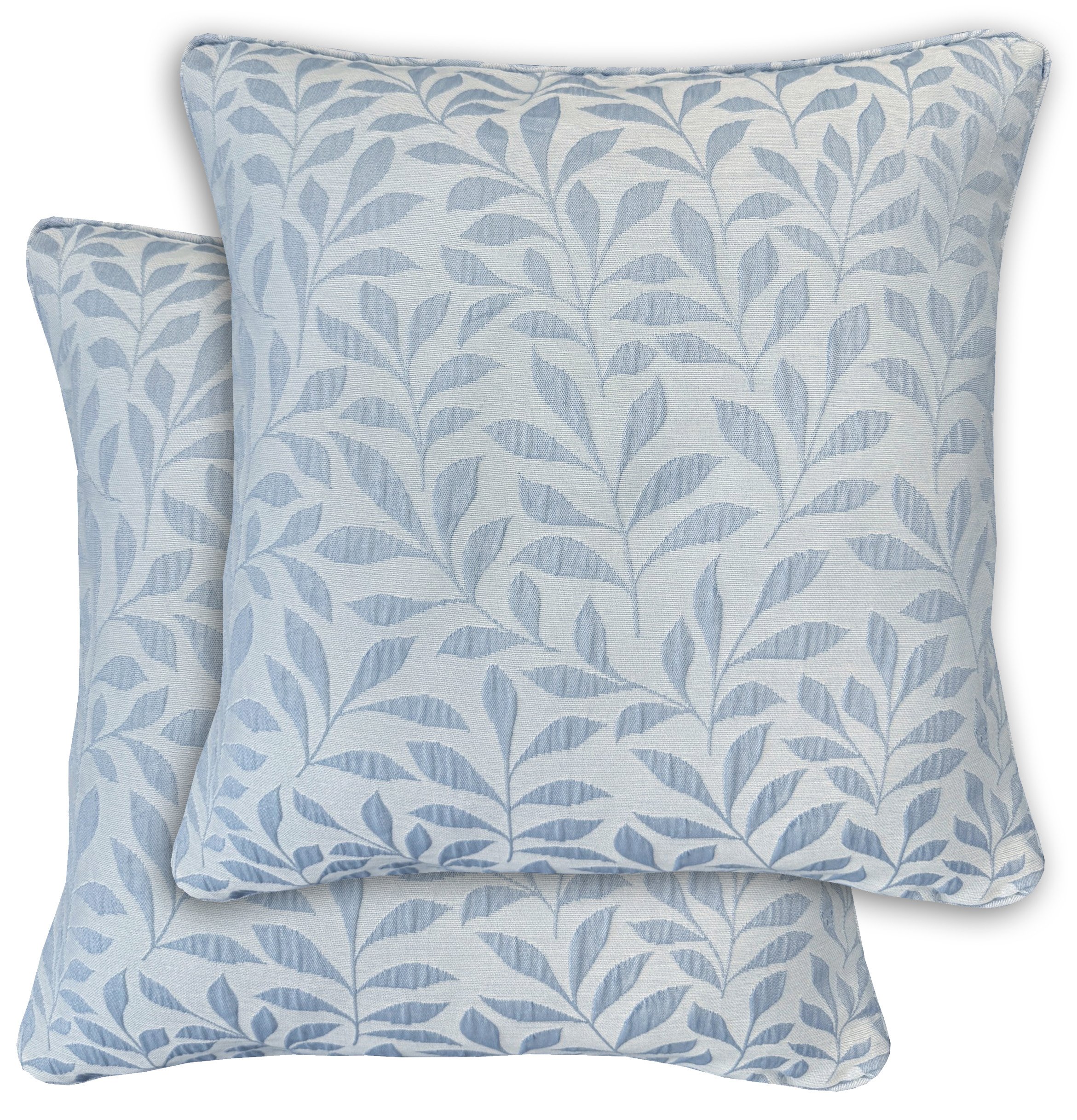 Enhanced Living Jacquard Leaf Cushion Covers - 43 x 43cm - Ice Blue