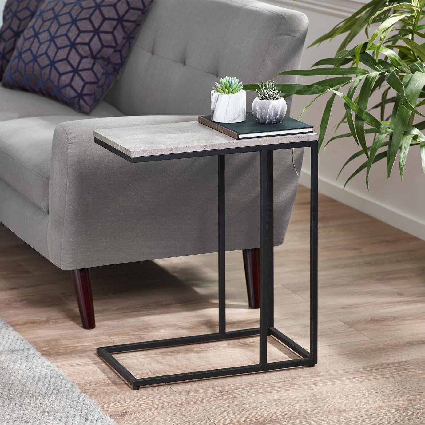 Julian Bowen Staten Side Table - Black & Grey