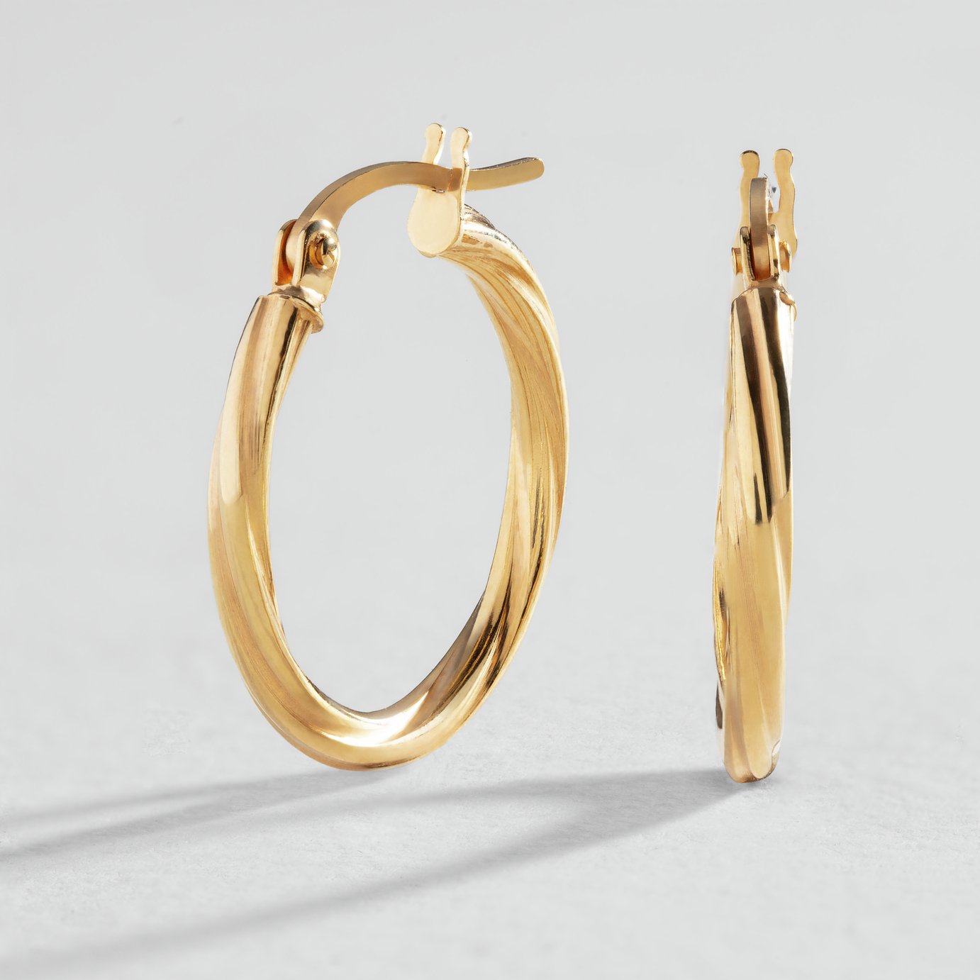 Revere 9ct Gold Twist Creole Hoop Earrings