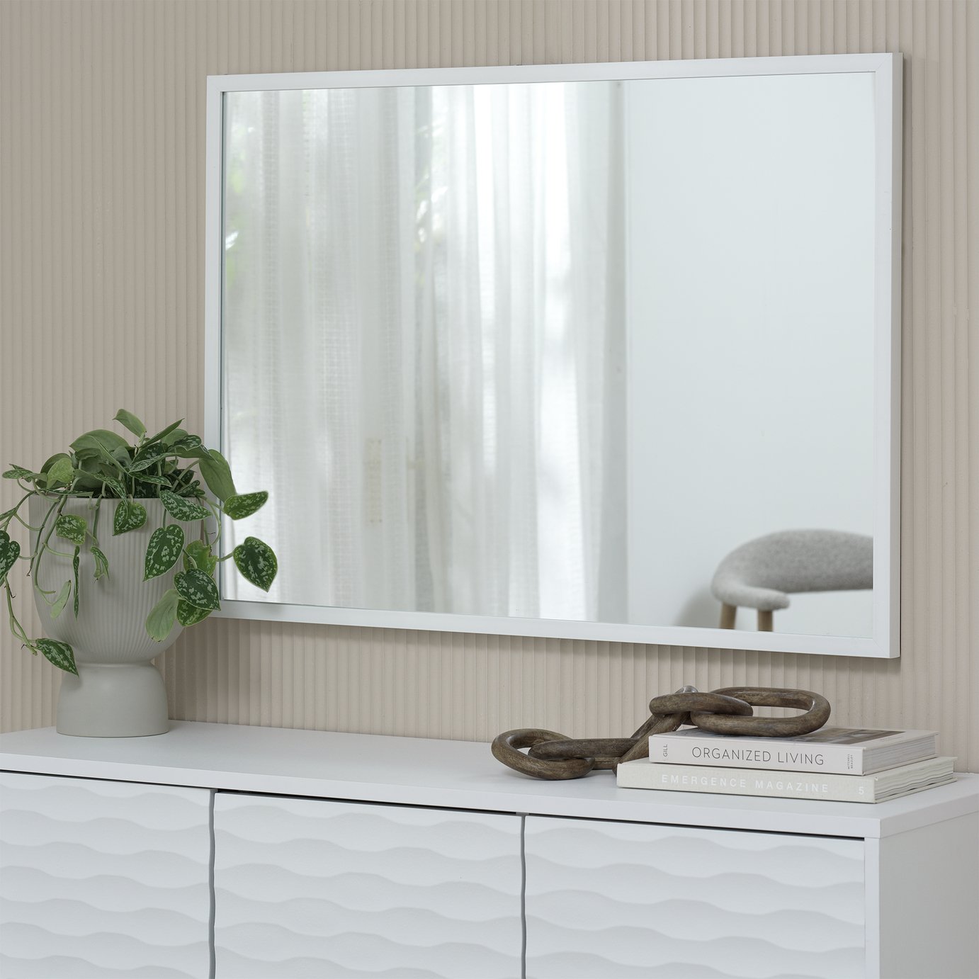 Home Essentials White Wall Mirror - 90x65cm