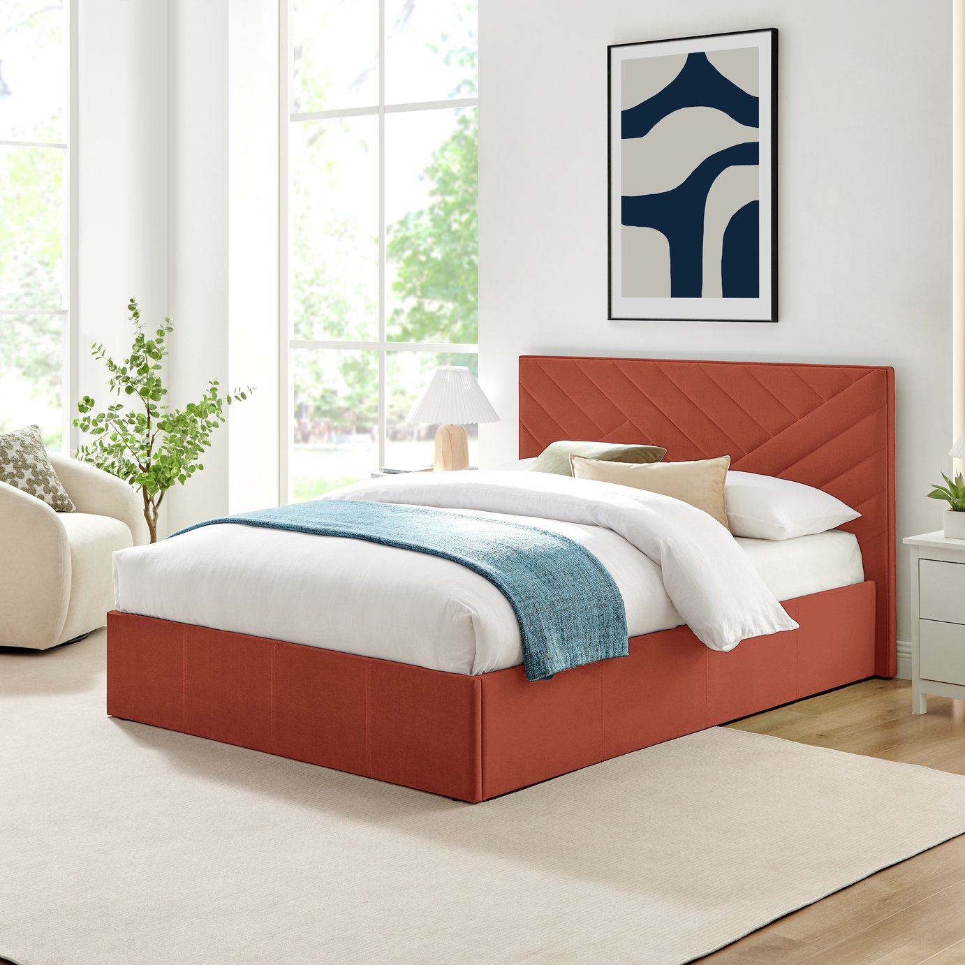 Argos Home Luca Kingsize End Lift Ottoman Bed - Burnt Orange