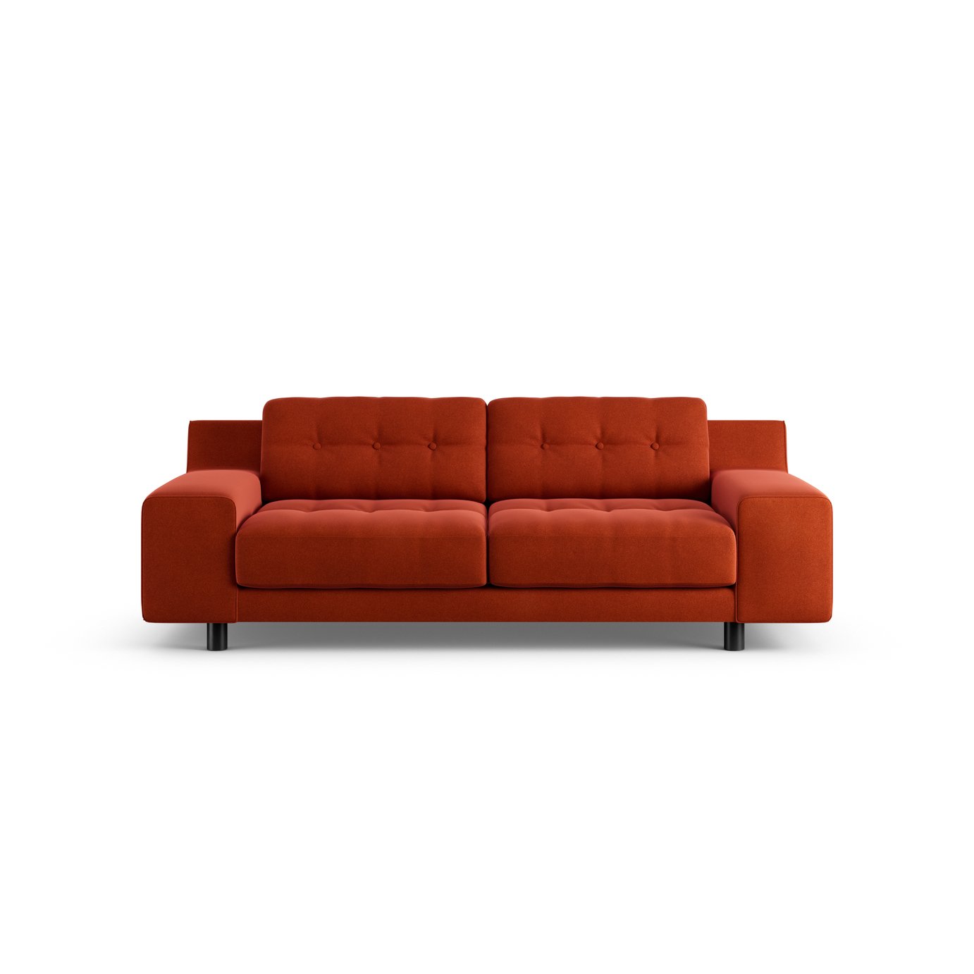 Habitat Hendricks Velvet 3 Seater Sofa - Orange - Black Leg