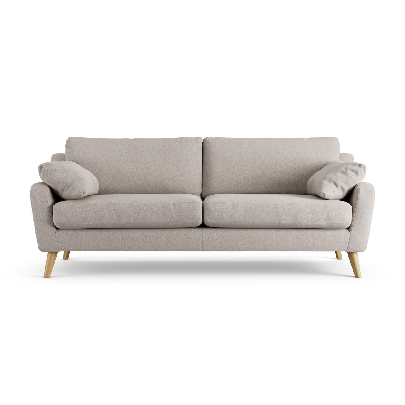 Habitat Ivor Fabric 4 Seater Sofa - Stone - Ash Leg