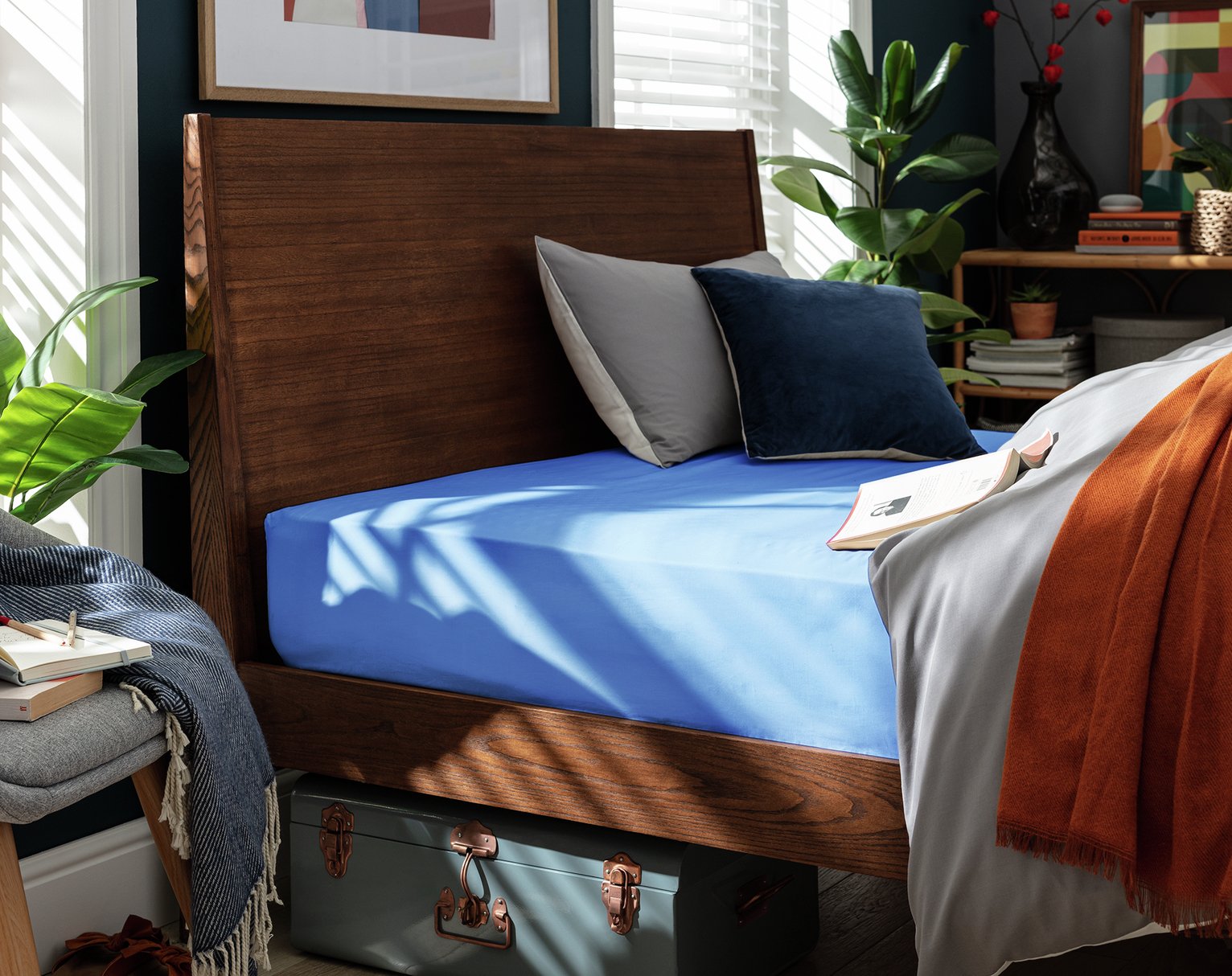 Habitat Cotton Rich Plain Fitted Sheet