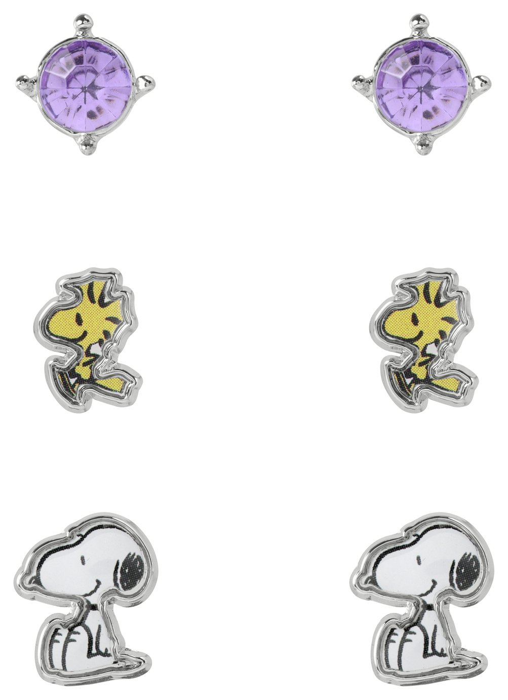 Peanuts Official Snoopy Stud Earrings - Pack of 3