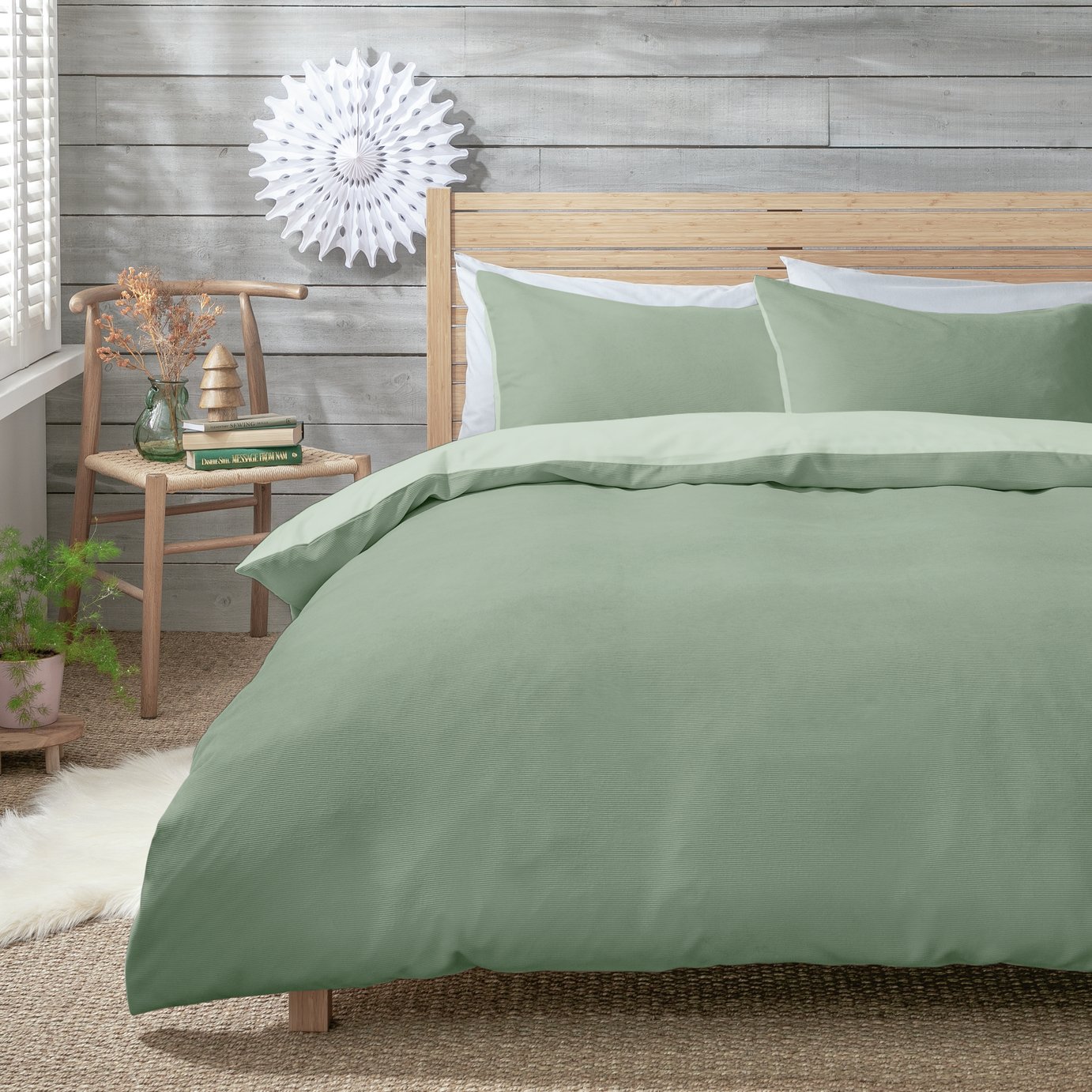 Habitat Cord Light Green Bedding Set - Double