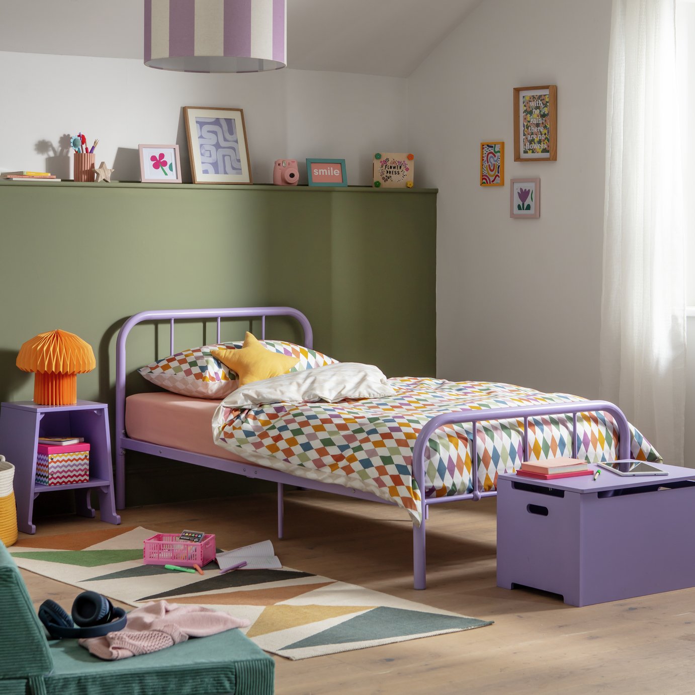 Argos Home Charlie Single Metal Bed Frame - Lilac