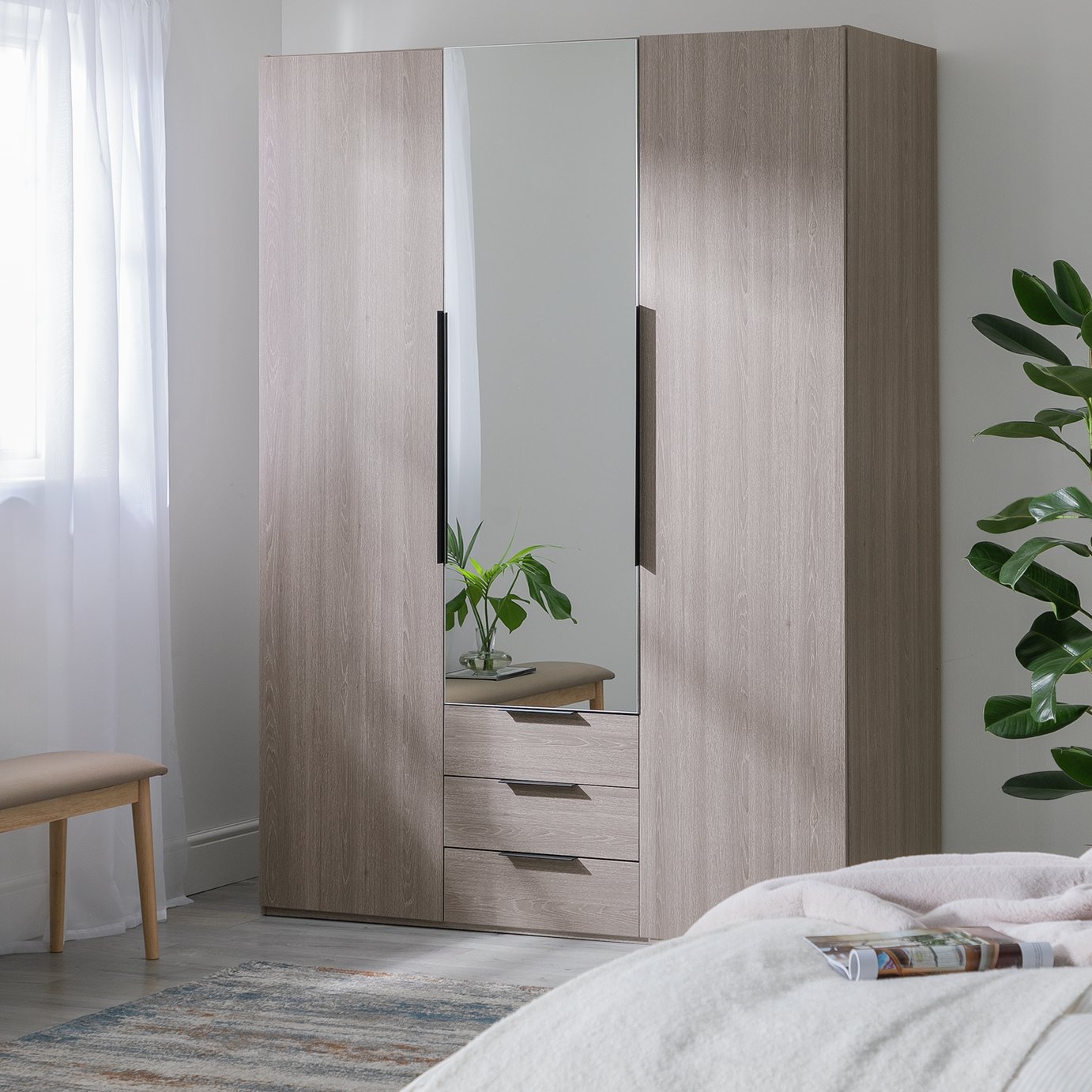 Argos Home Hallingford 3 Door 3 Drawer Wardrobe - Grey  