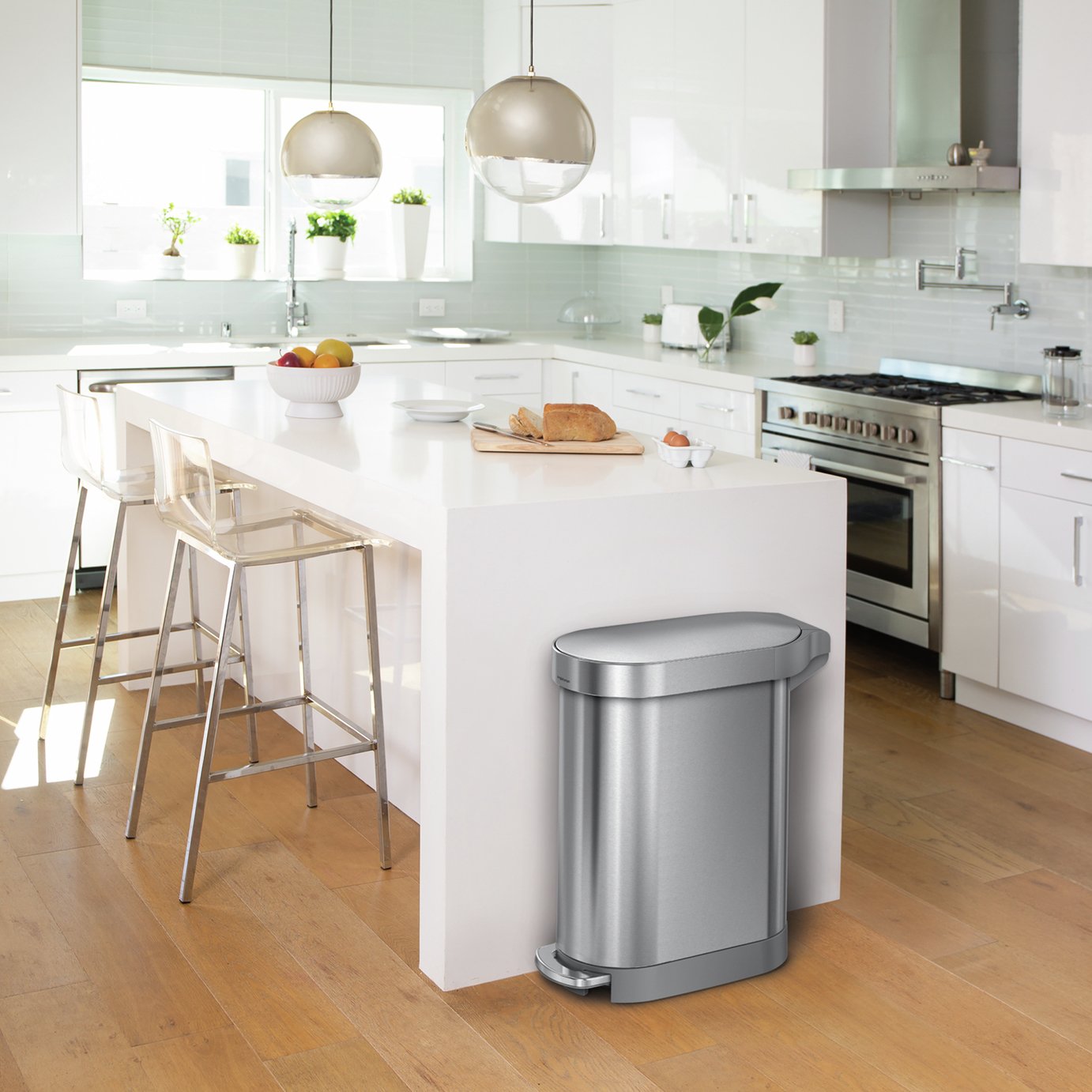Simplehuman 45 Litre Slim Pedal Bin - Brushed