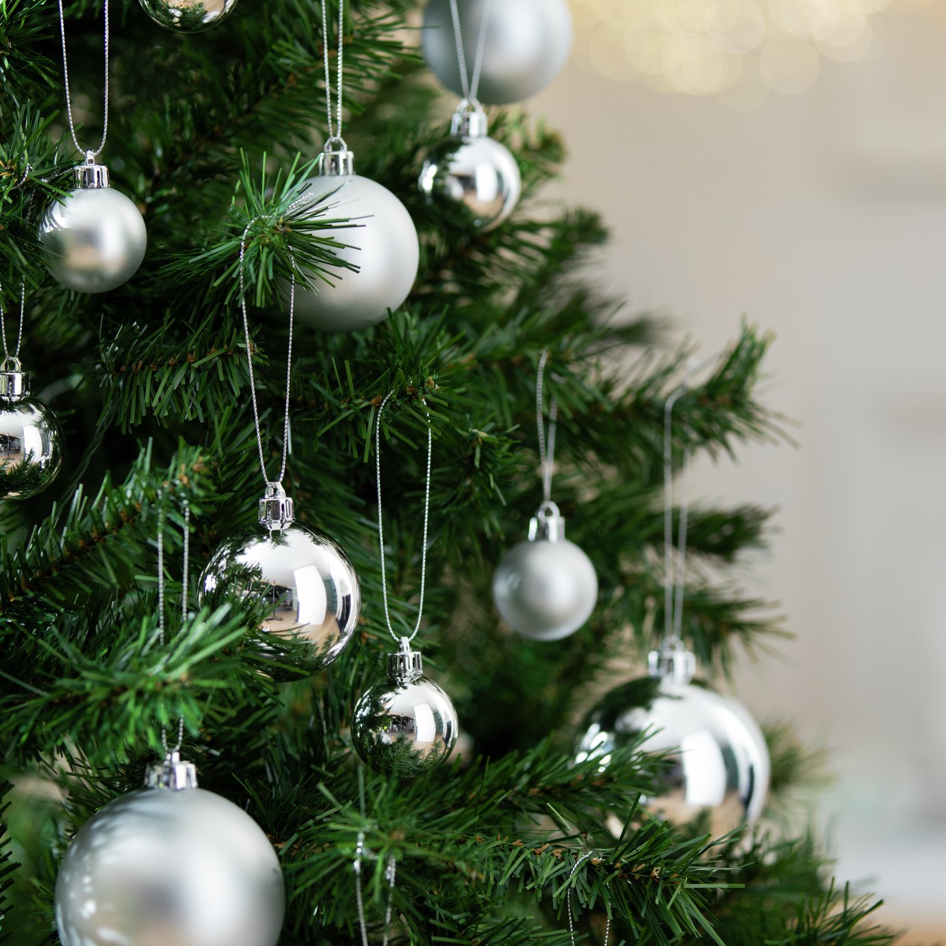 Argos Home Pack Of 49 Christmas Baubles - Silver
