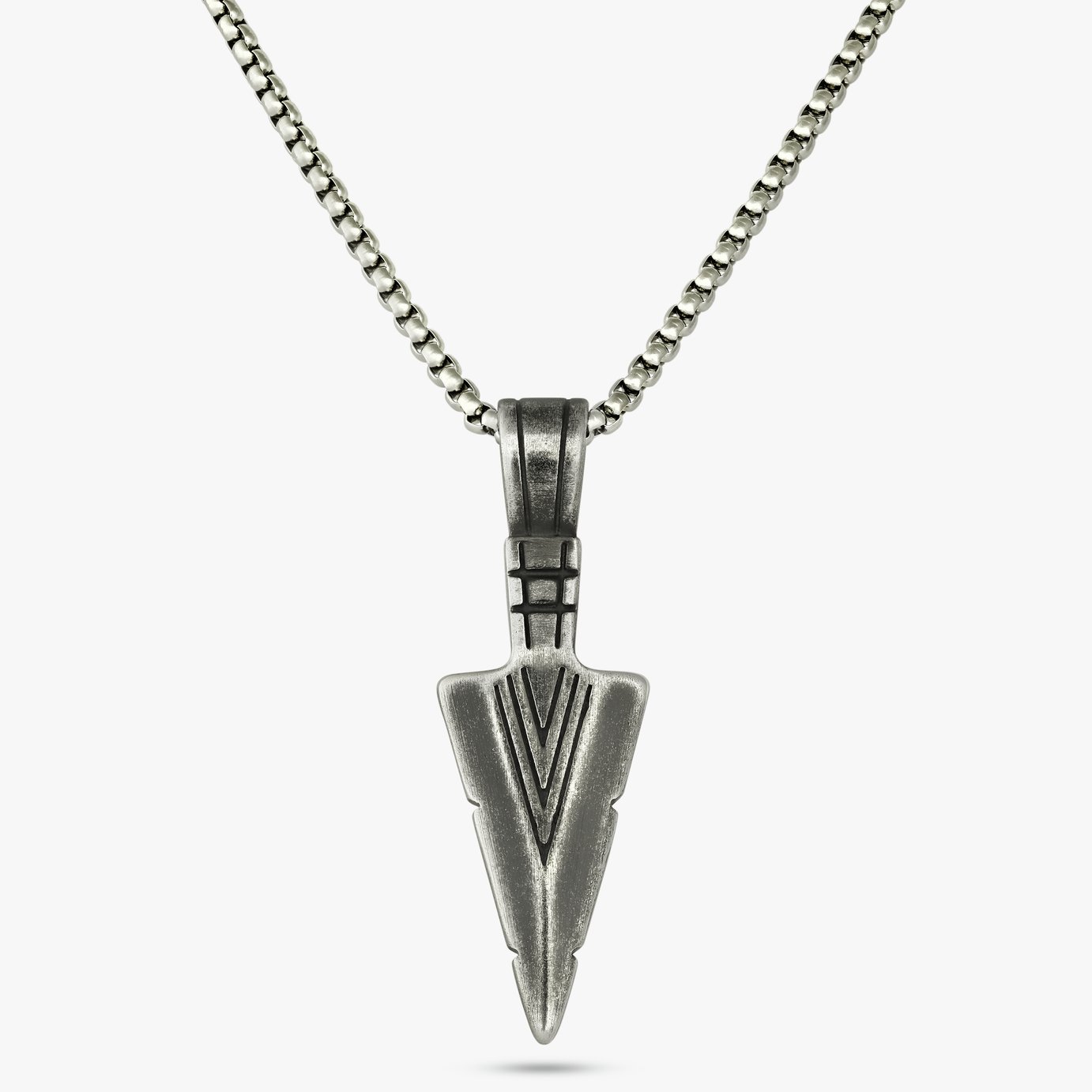 Revere Men's Gunmetal Stainless Steel Spearhead Pendant